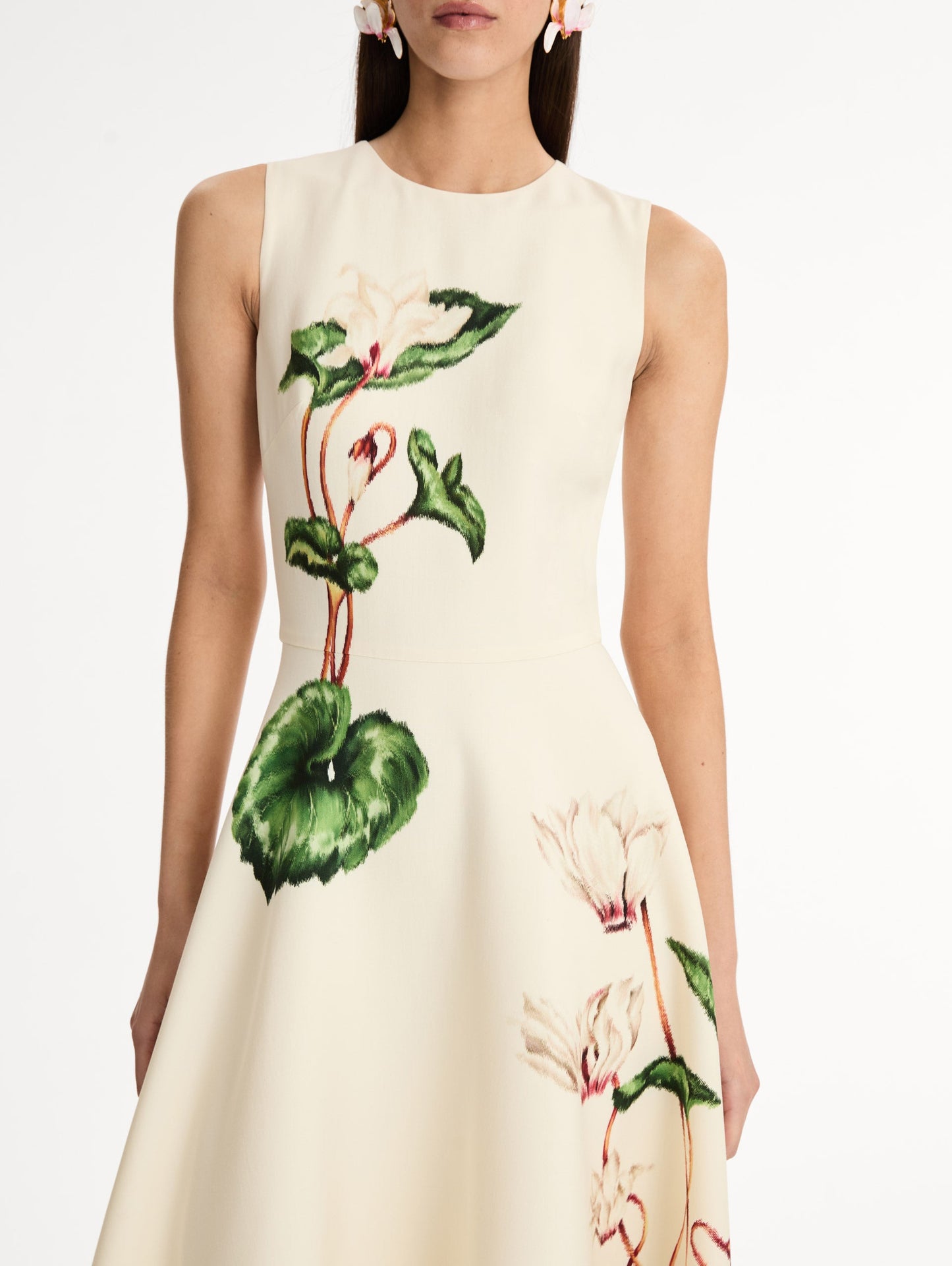 Chiné Cyclamen Wool Dress White/ivory / Oscar de la Renta