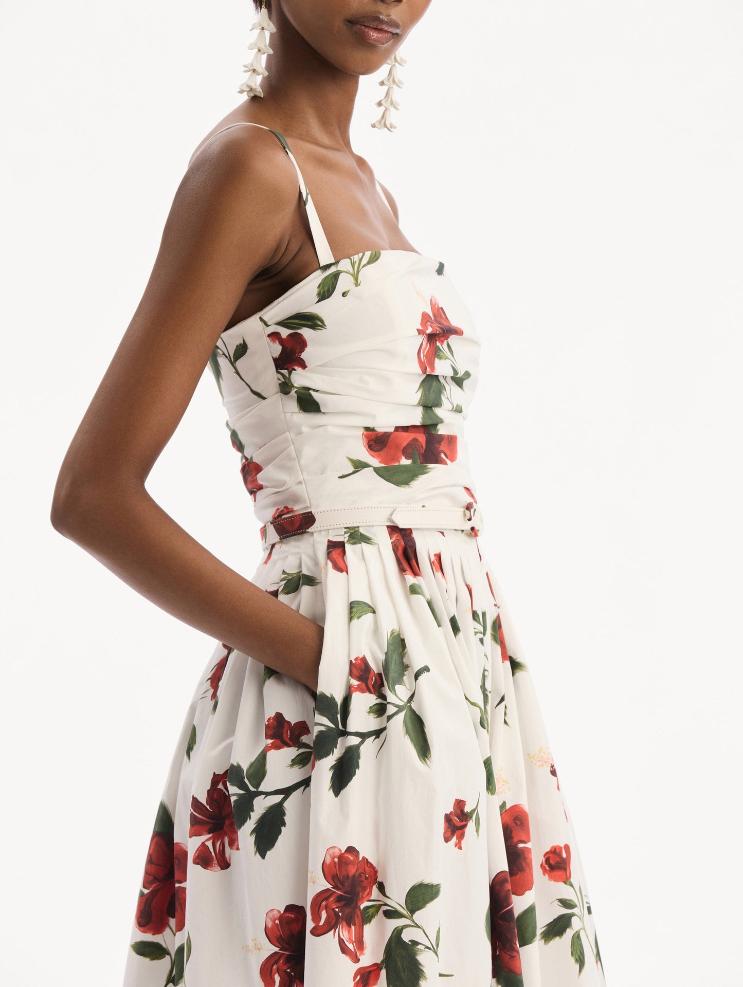 Hibiscus Cotton Poplin Dress Red/white / Oscar de la Renta