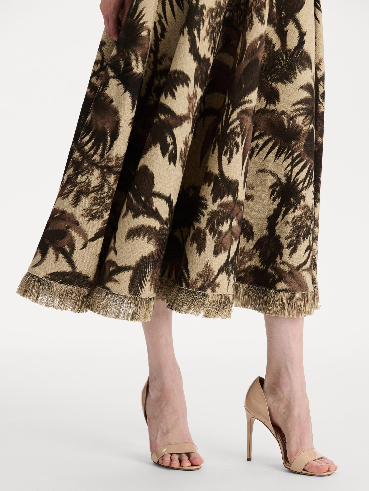 Chiné Palm Leaves Dress Espresso ivory / Oscar de la Renta