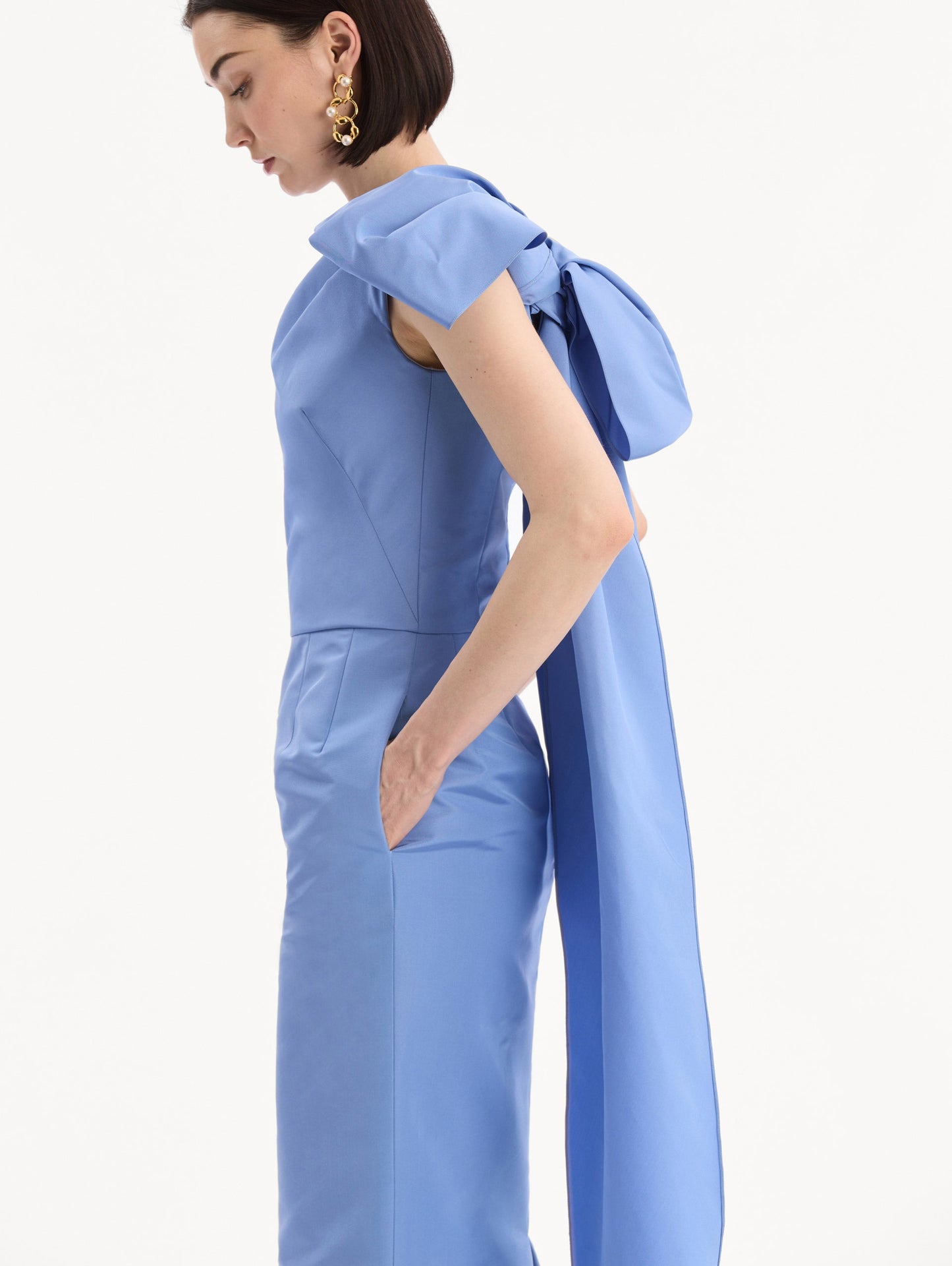 Bow-Detail Faille Column Gown Twilight / Oscar de la Renta