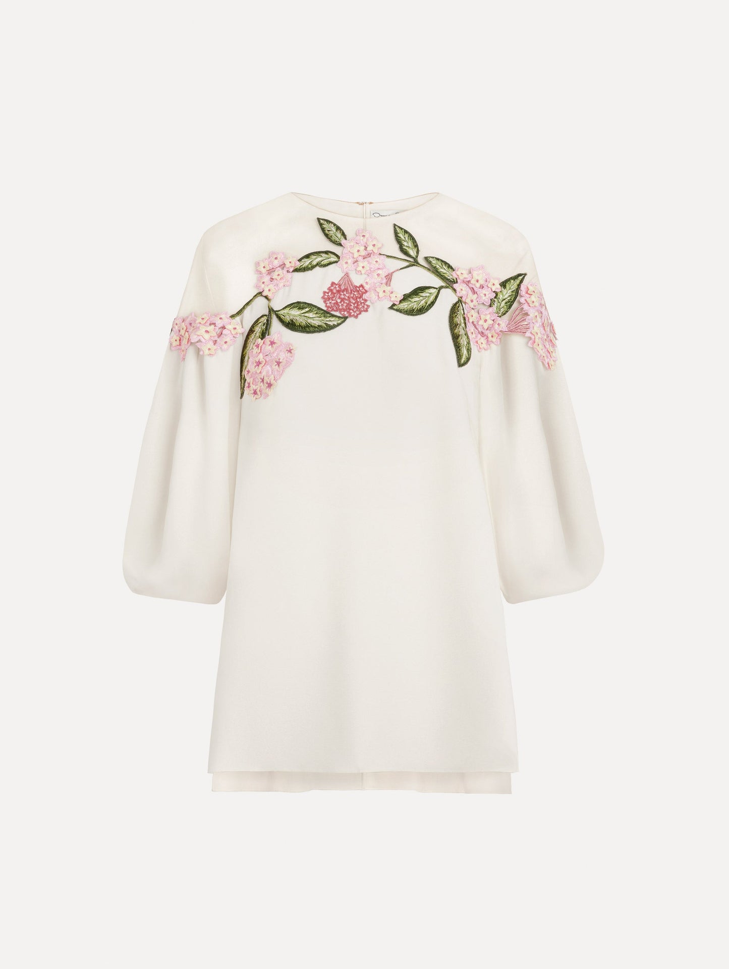 Porcelain Flower Embroidered Illusion Blouse Ivory / Oscar de la Renta