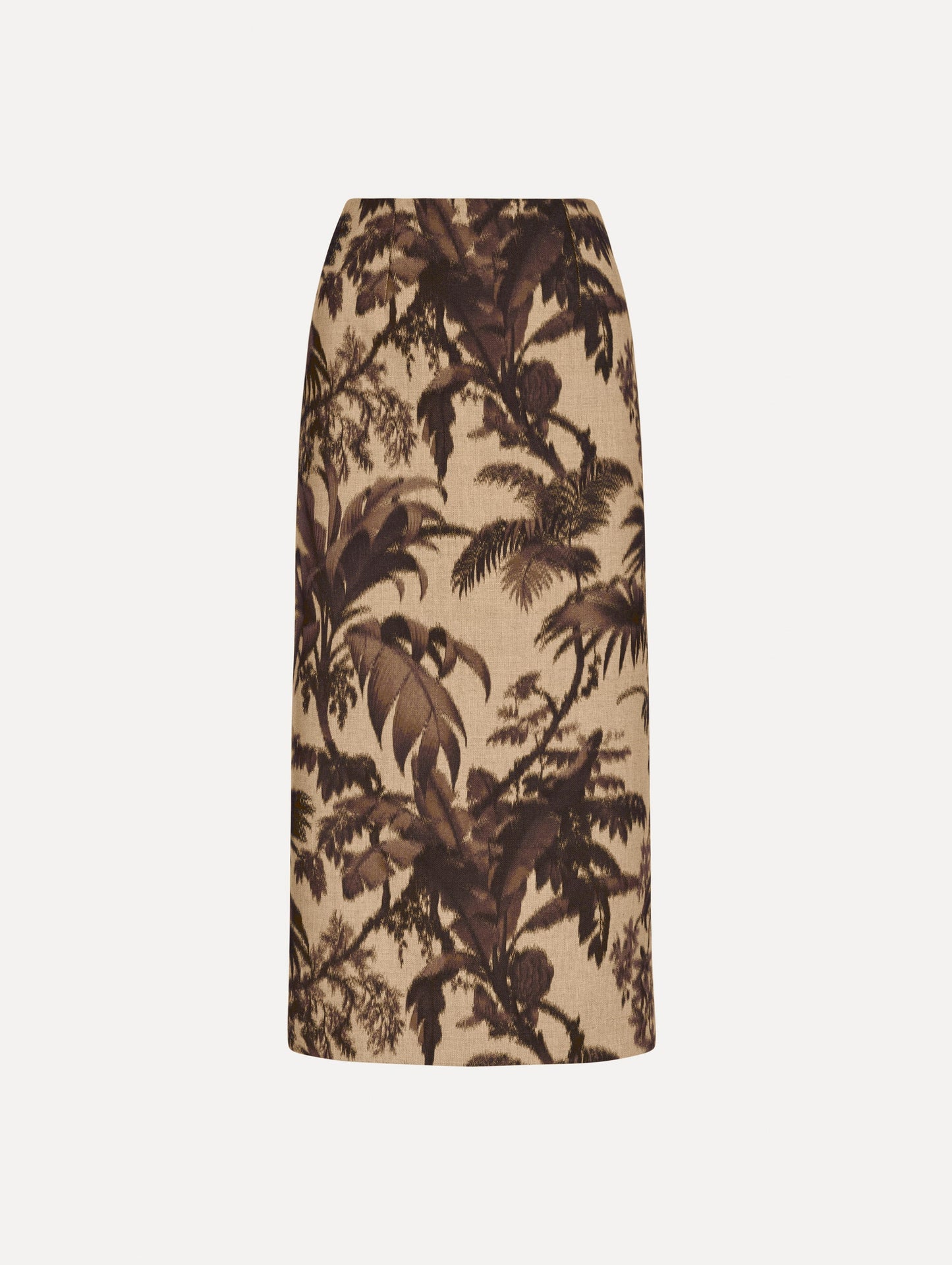 Chiné Palm Leaves Pencil Skirt Espresso ivory / Oscar de la Renta