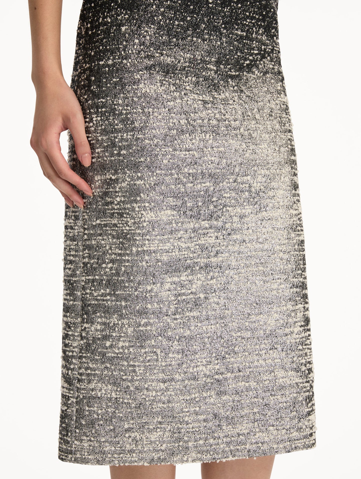 Ombré Lurex Bouclé Jacquard Skirt Black/ivory / Oscar de la Renta