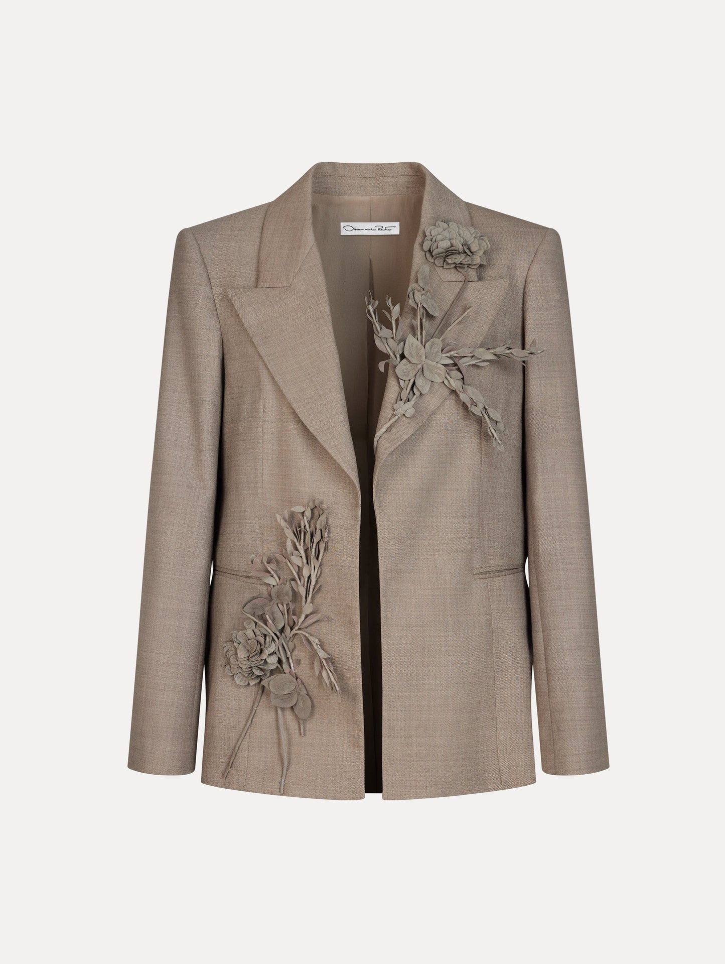 Bouquet Embroidered Jacket Taupe melange / Oscar de la Renta
