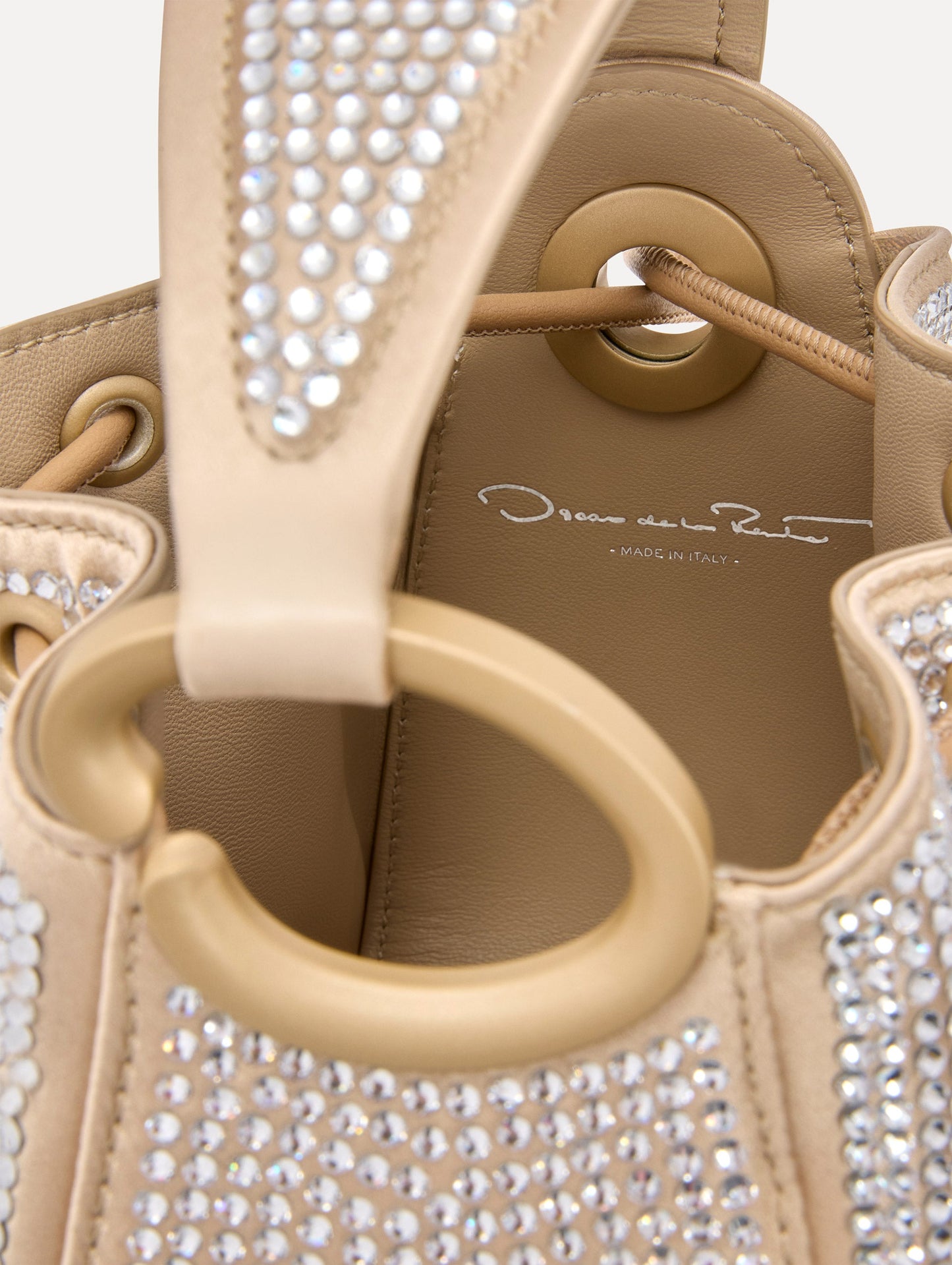 Nano Crystal Pavé O Handle Bag Champagne / Oscar de la Renta