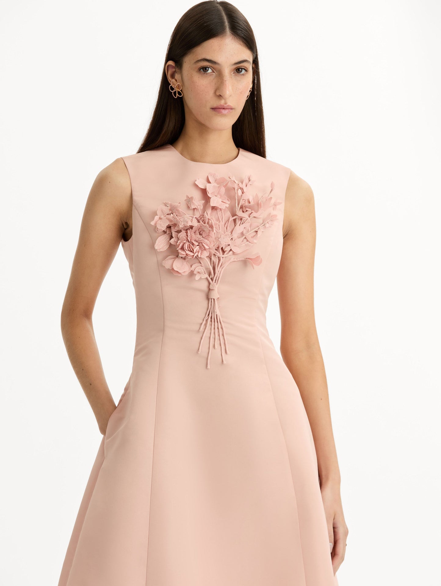 Bouquet Embroidered Cocktail Dress Blush / Oscar de la Renta