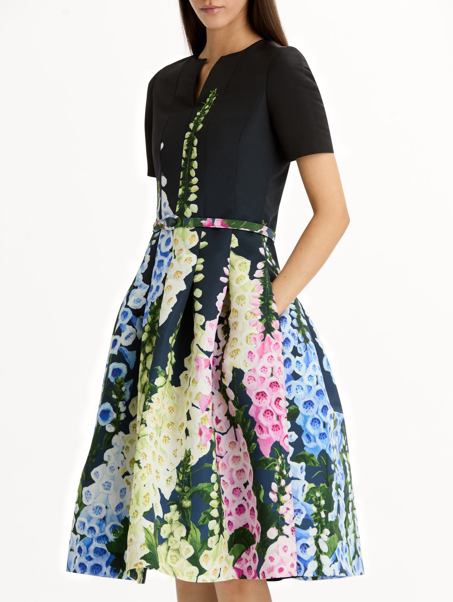 Degradé Foxglove Split-Neck Dress Night sky multi / Oscar de la Renta