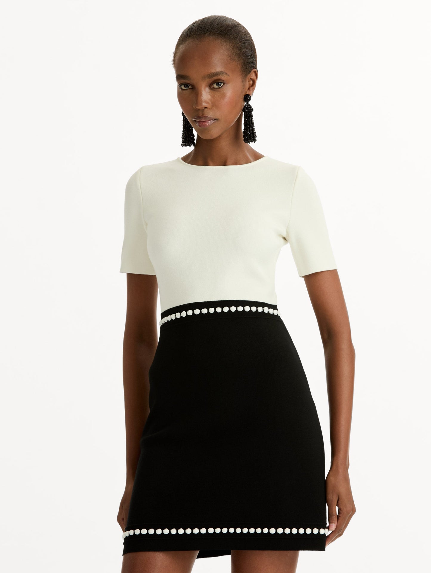 Bubble Trim Dress Black/white / Oscar de la Renta