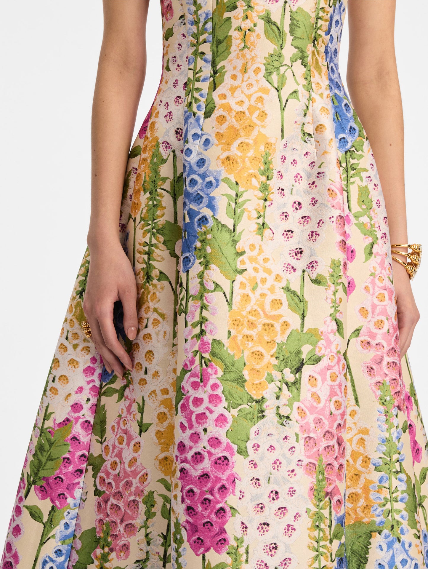 Foxglove Jacquard Cocktail Dress Ecru multi / Oscar de la Renta