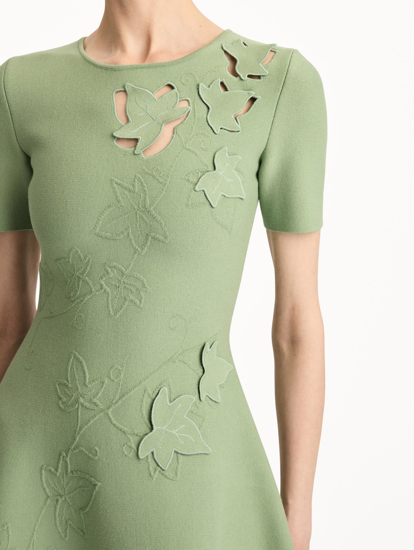 Ivy Cutout Knit Dress Green / Oscar de la Renta