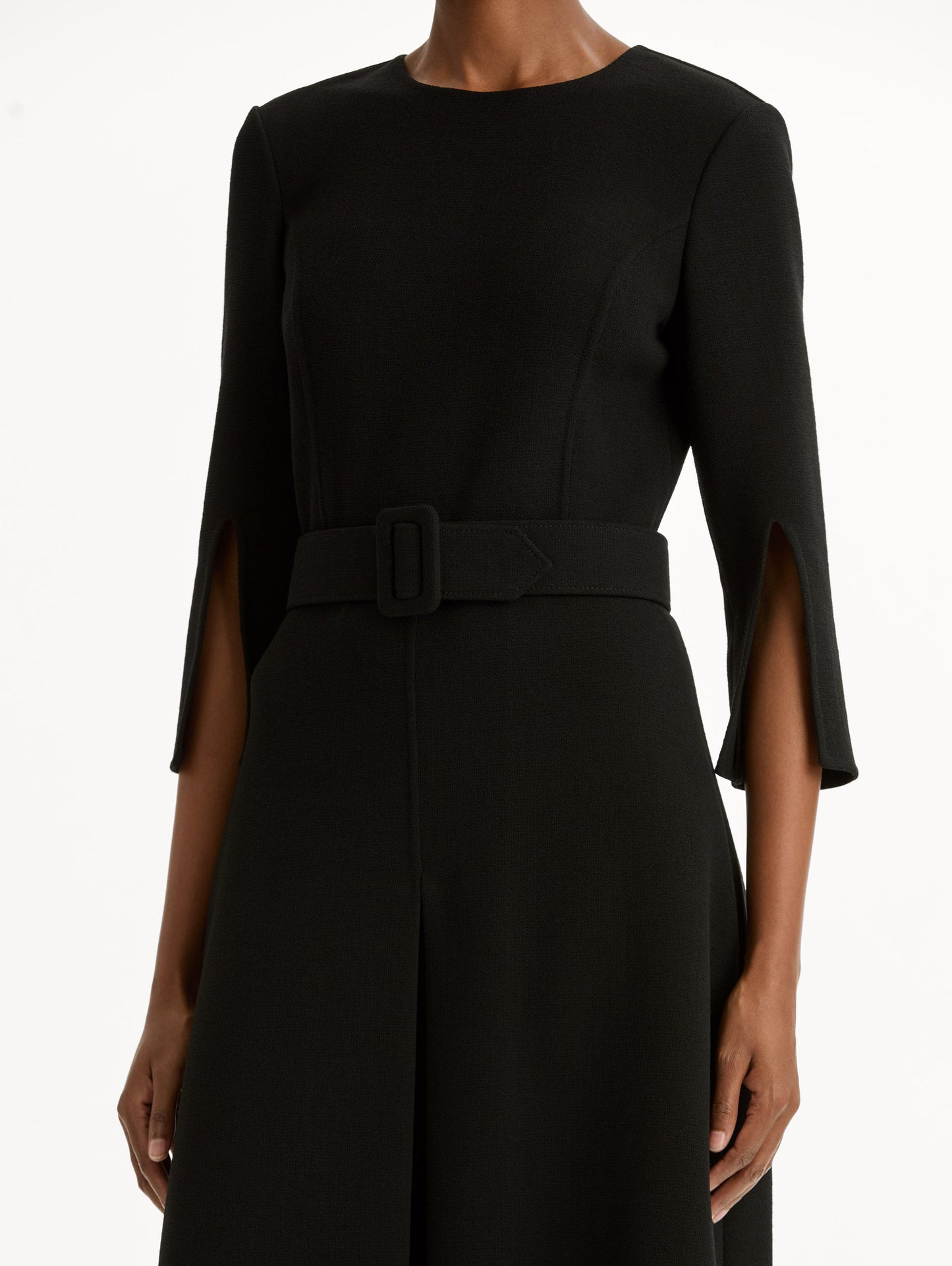 Split-Sleeve Wool-Blend Dress Black / Oscar de la Renta