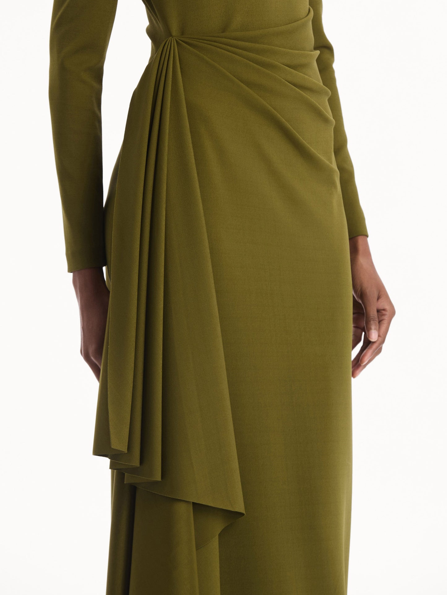 Drape-Detail Jersey Gown Rich olive / Oscar de la Renta
