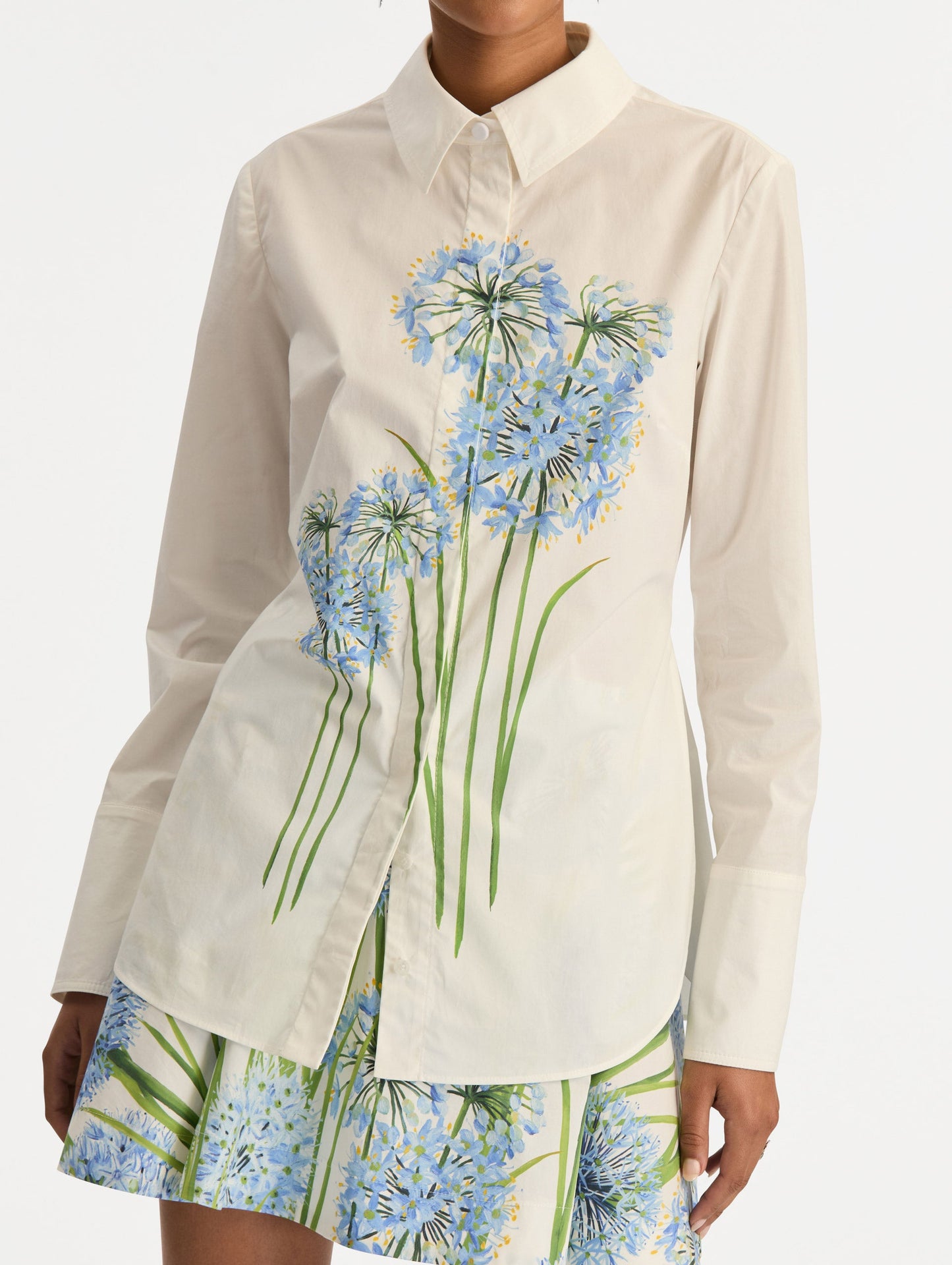 Allium Cotton Poplin Blouse Blue/white / Oscar de la Renta