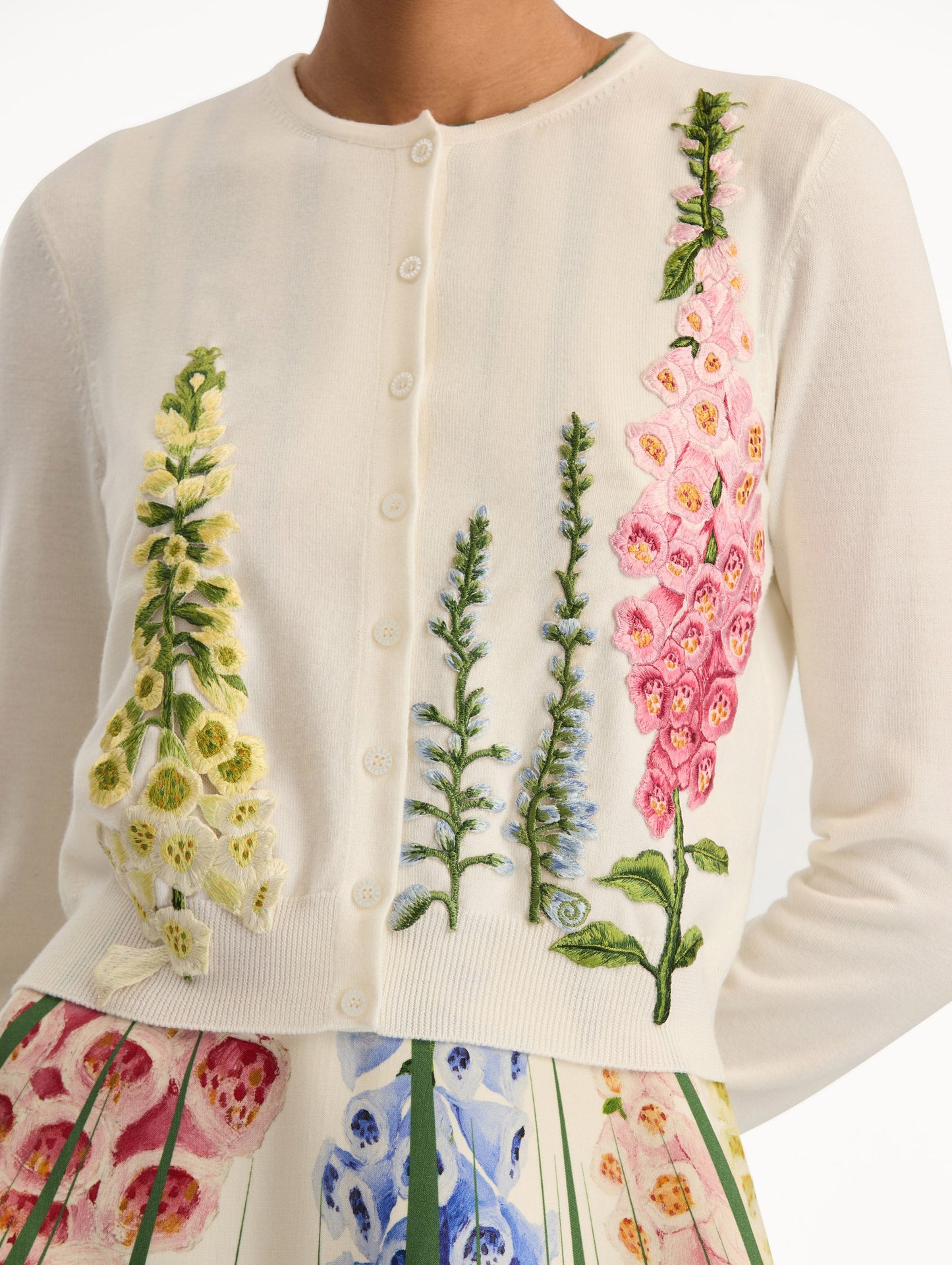Foxglove Threadwork Cardigan Ivory / Oscar de la Renta