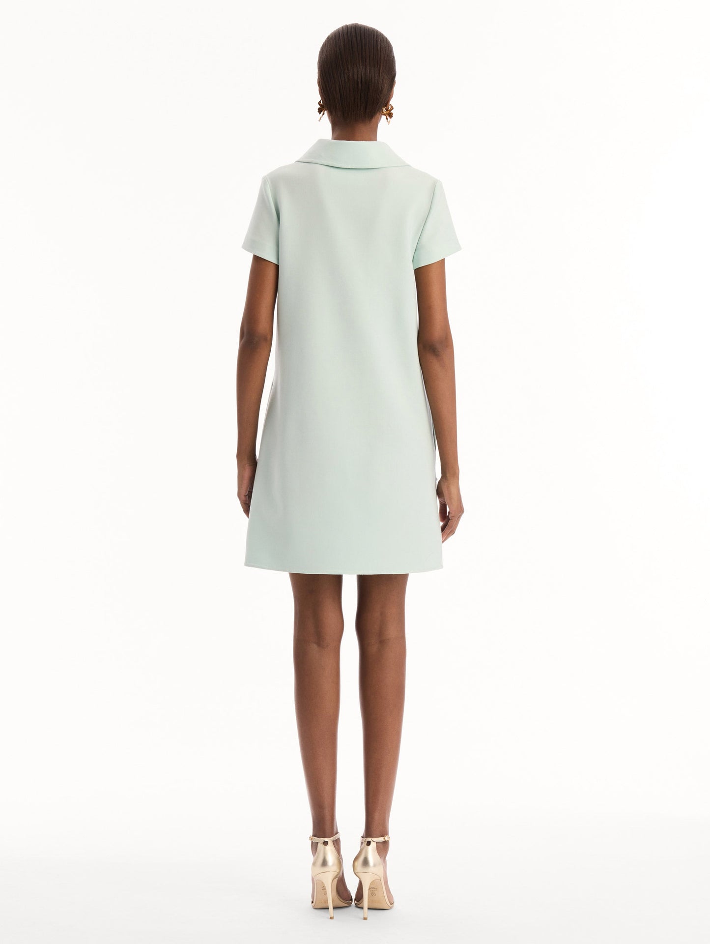 Dominican Mixed-Floral Threadwork Shift Dress Saltwater / Oscar de la Renta