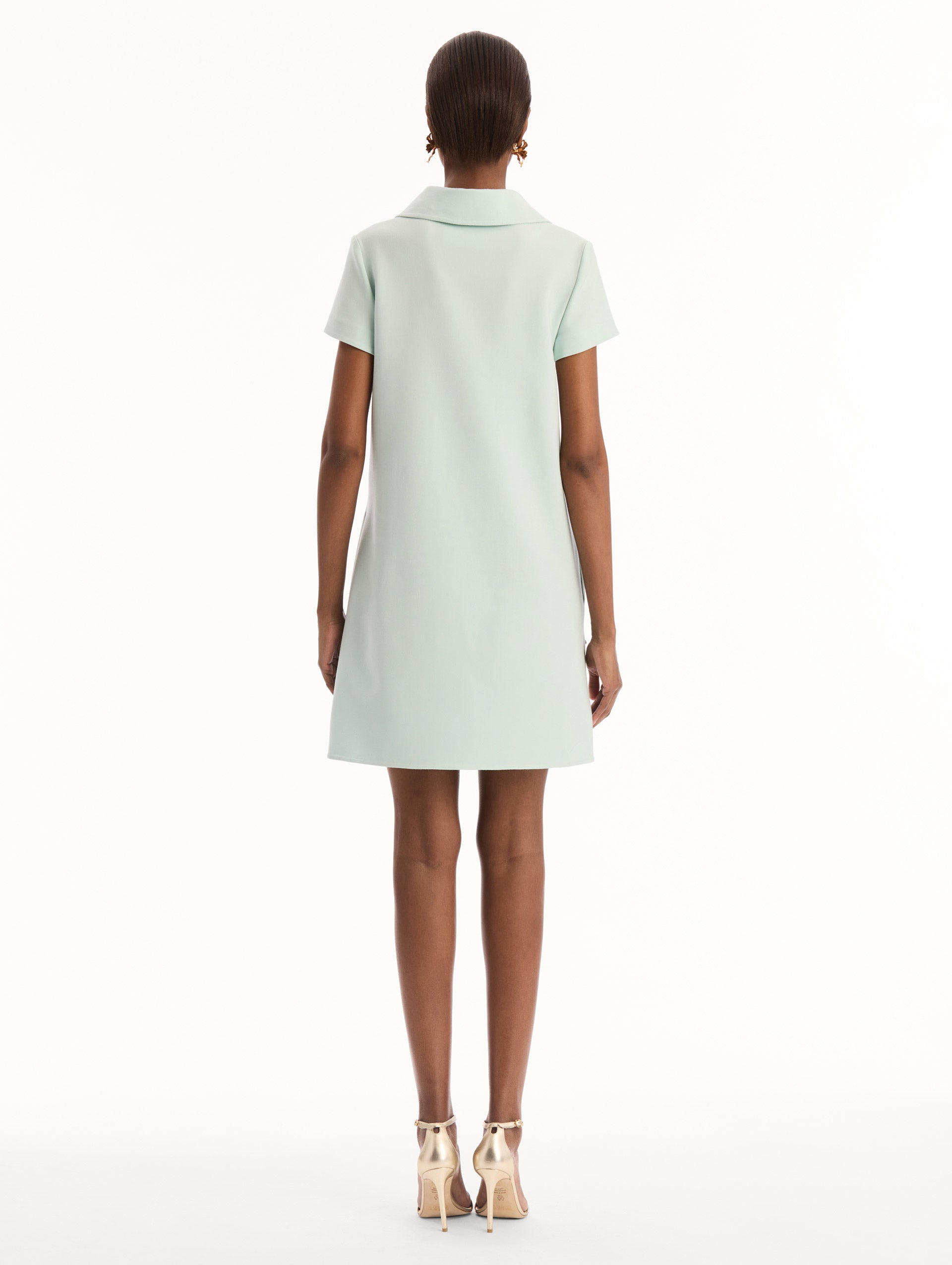 Dominican Mixed-Floral Threadwork Shift Dress Saltwater / Oscar de la Renta