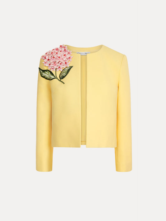 Porcelain Flower Embroidered Jacket Butter / Oscar de la Renta