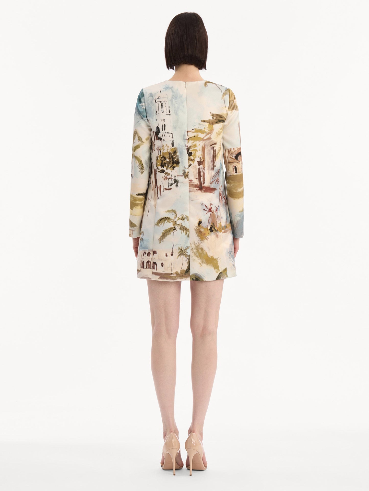 Dominican Landscape Shift Dress Blue green multi / Oscar de la Renta