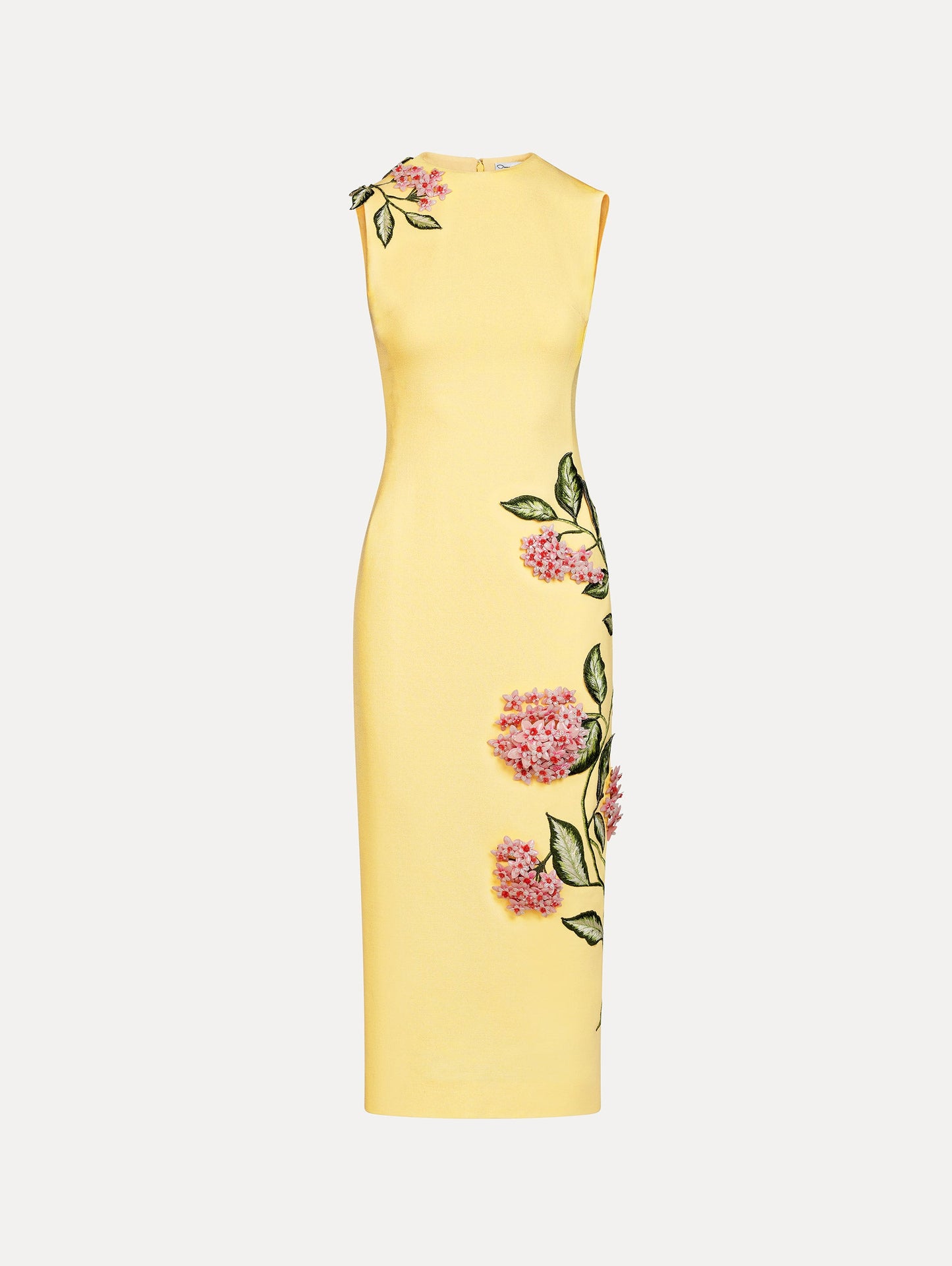 Porcelain Flower Embroidered Dress Butter / Oscar de la Renta