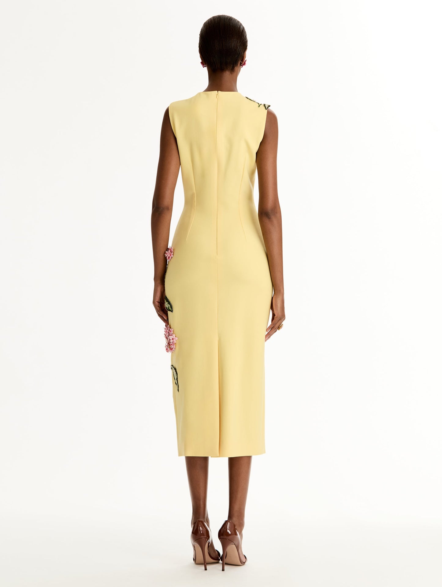 Porcelain Flower Embroidered Dress Butter / Oscar de la Renta