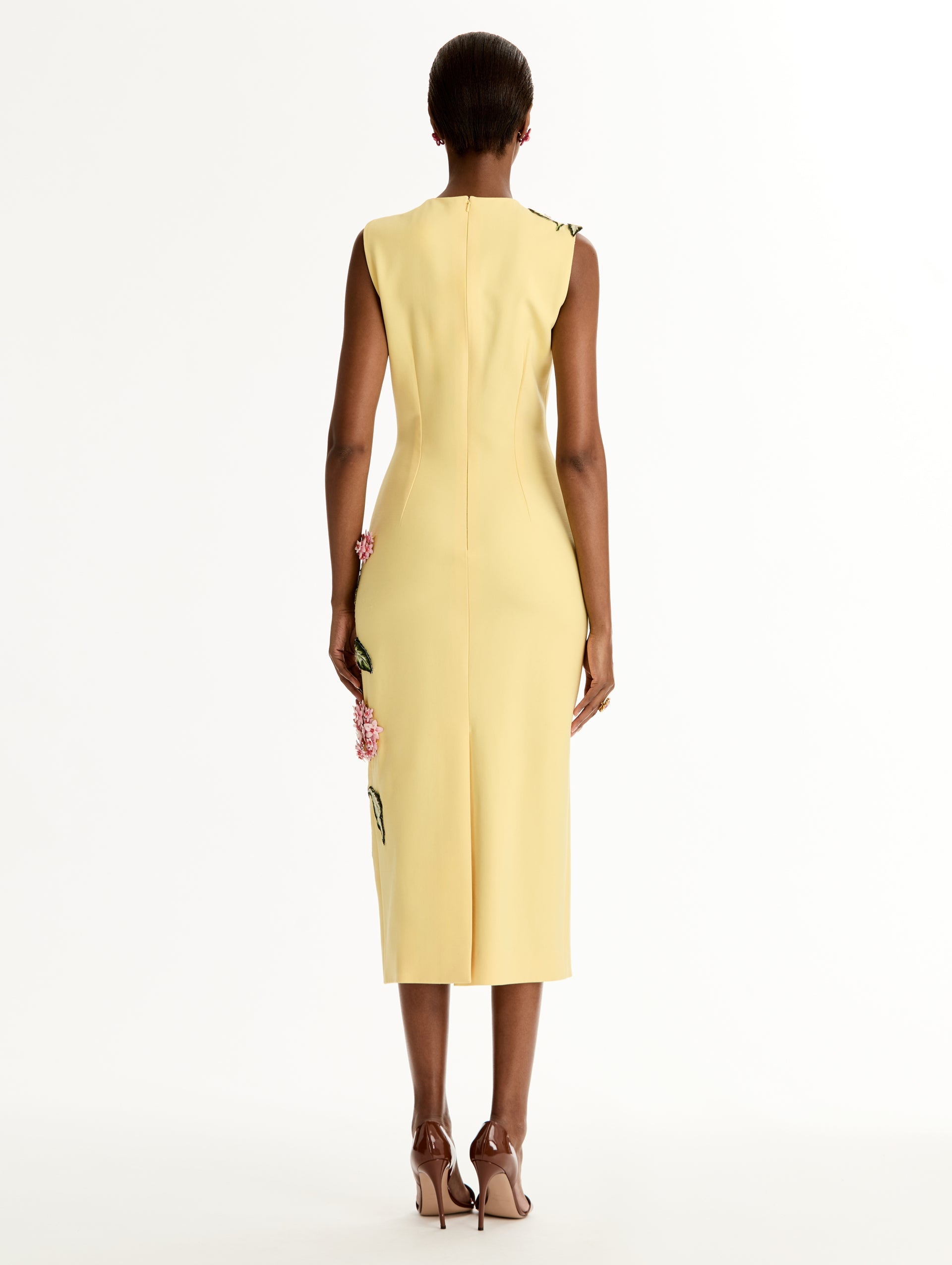 Porcelain Flower Embroidered Dress Butter / Oscar de la Renta