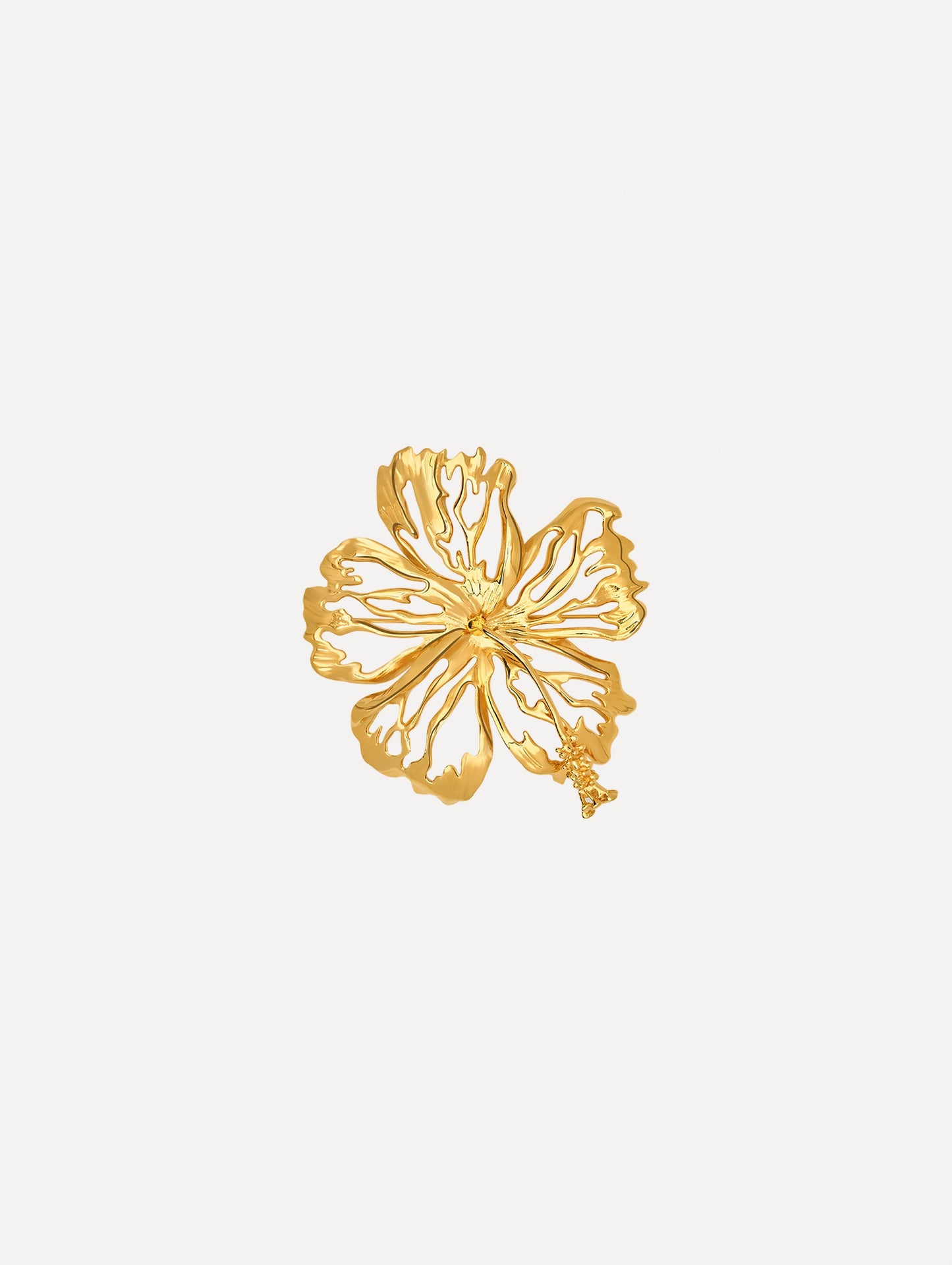 Openwork Hibiscus Brooch Gold / Oscar de la Renta