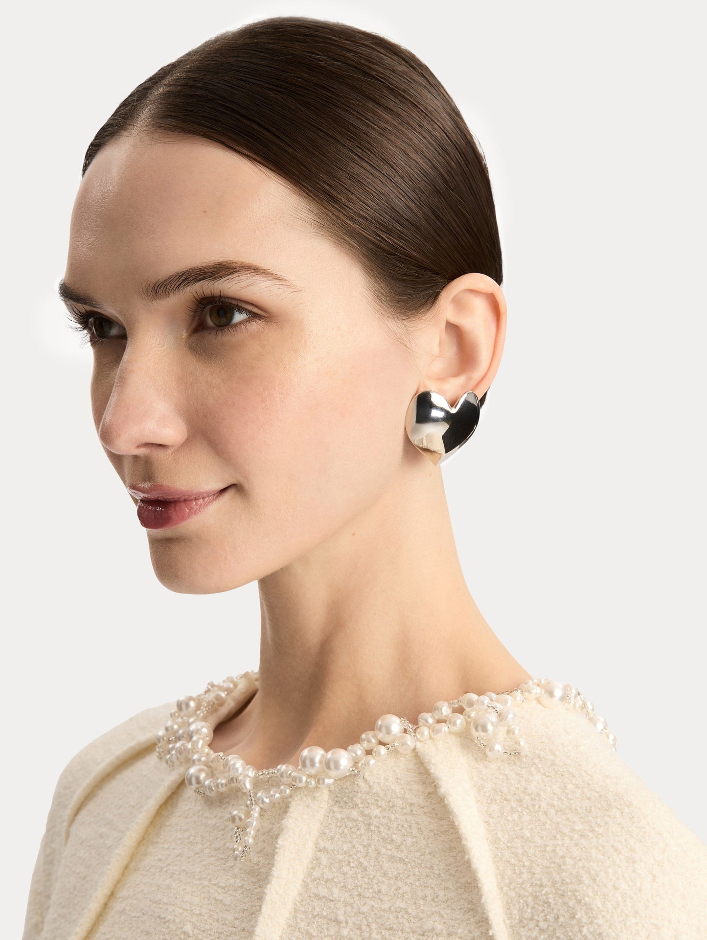 Heart Clip-On Earrings Silver / Oscar de la Renta