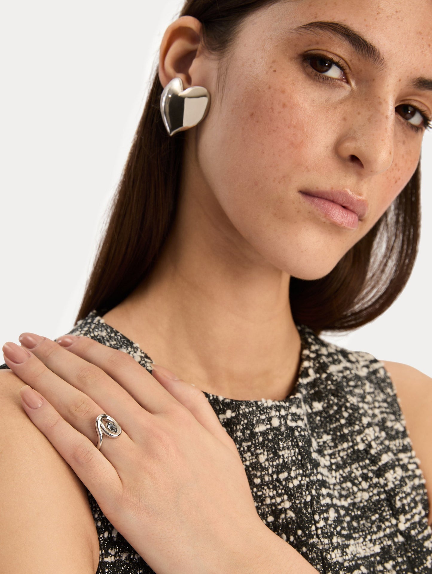 Heart Clip-On Earrings Silver / Oscar de la Renta