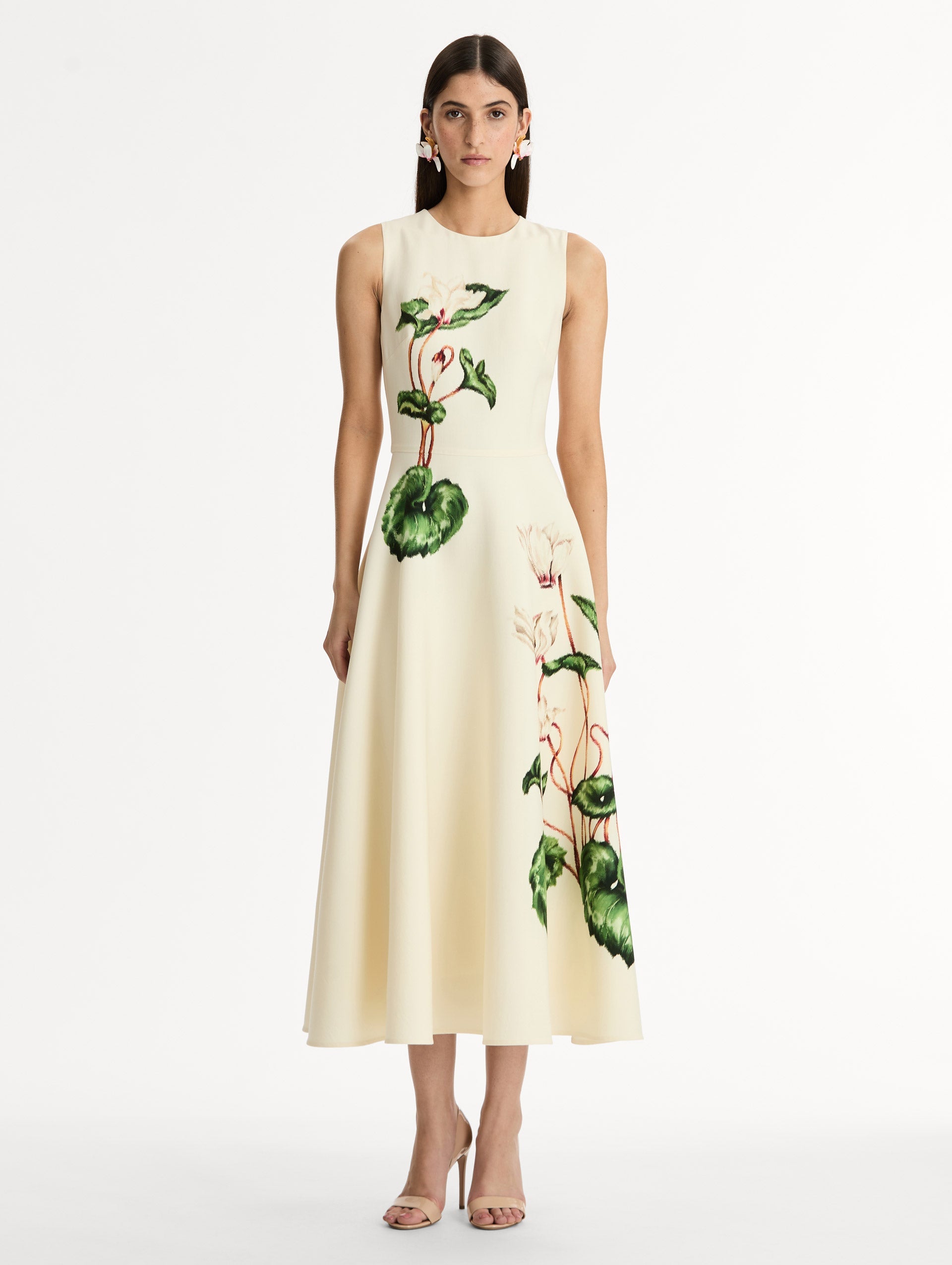 Chiné Cyclamen Wool Dress White/ivory / Oscar de la Renta