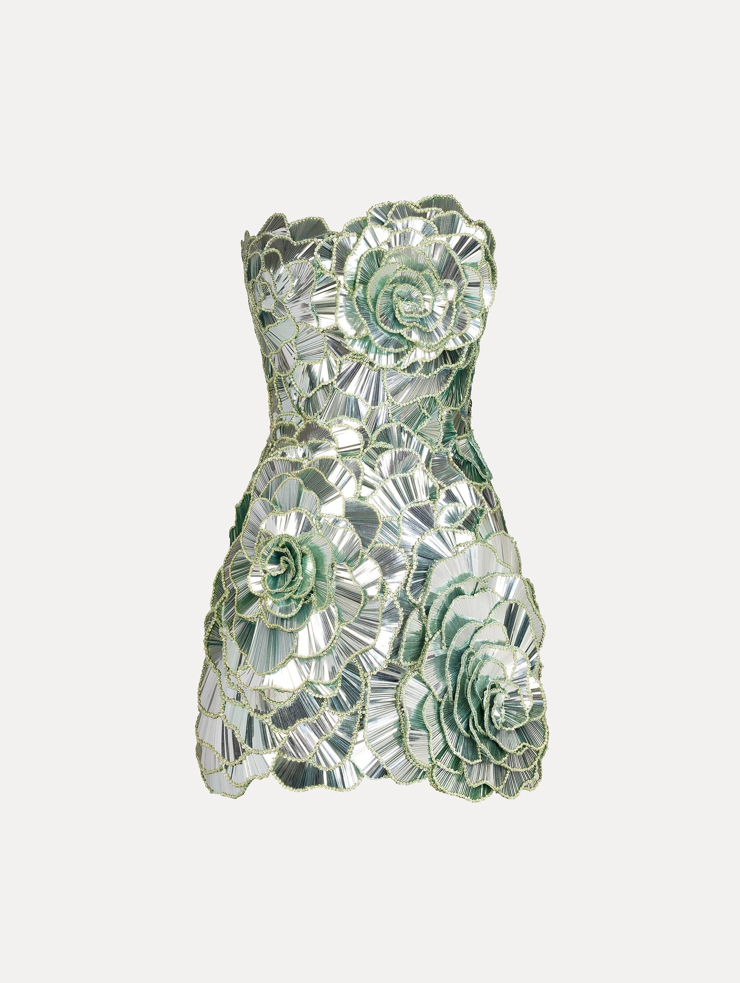 Geometric Sequin Rosette Mini Dress Mint / Oscar de la Renta