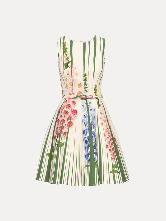 Foxglove Trompe L’oeil Dress Green multi / Oscar de la Renta