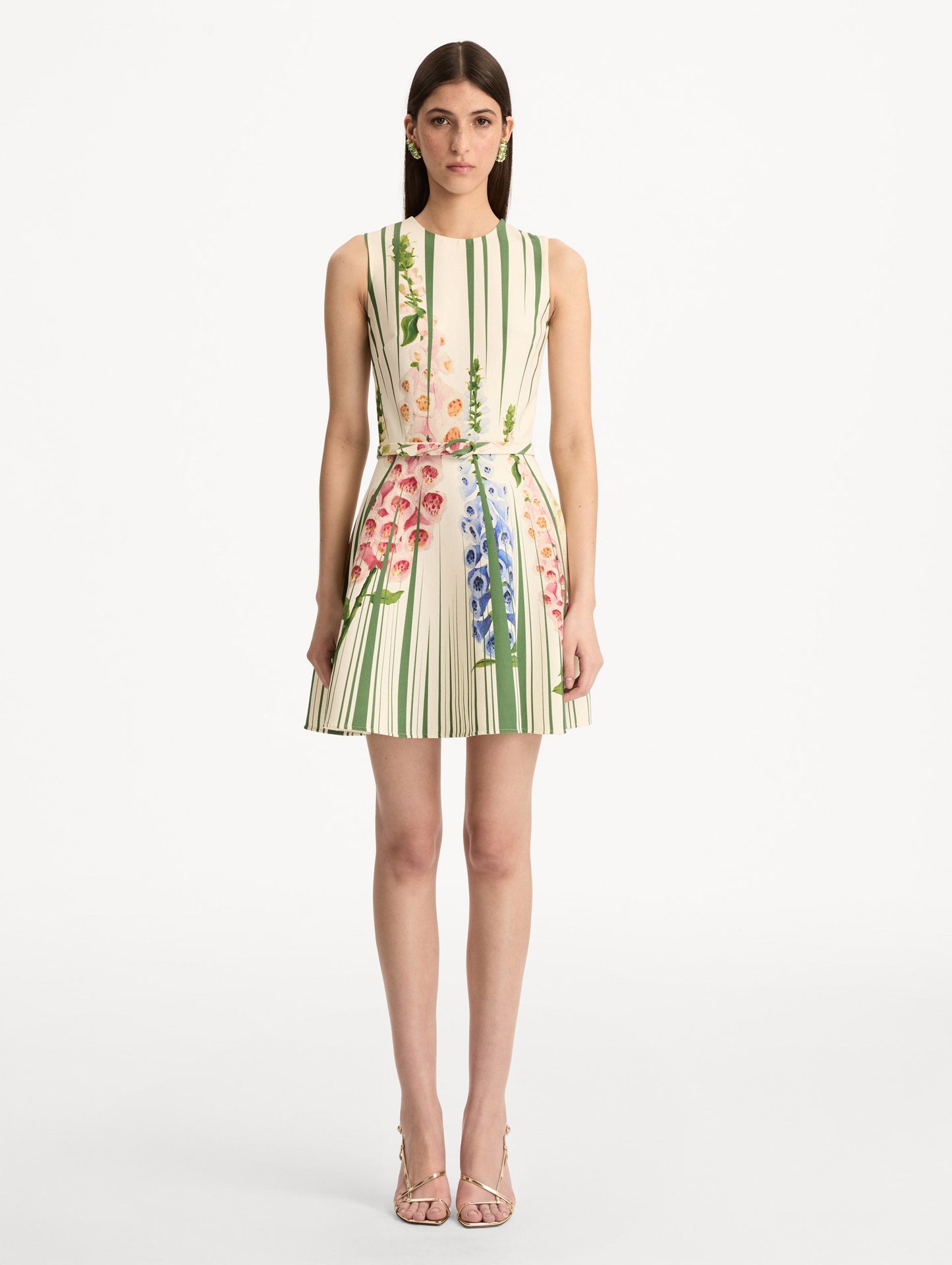 Foxglove Trompe L’oeil Dress Green multi / Oscar de la Renta