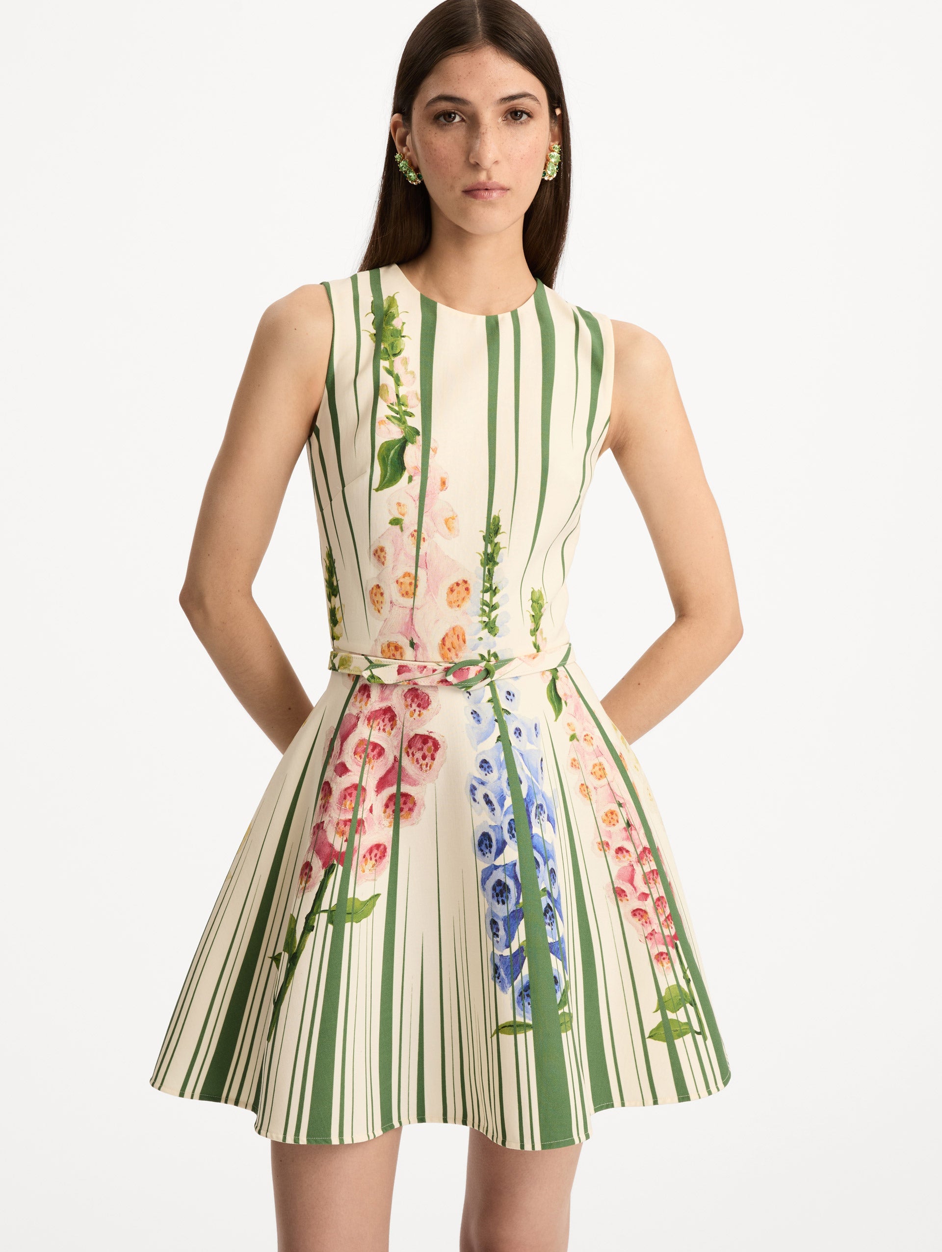 Foxglove Trompe L’oeil Dress Green multi / Oscar de la Renta