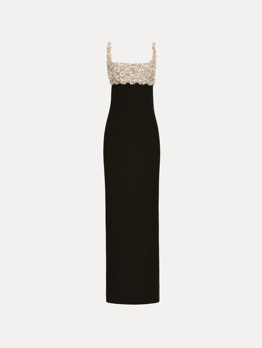 Mother of Pearl Embroidered Sleeveless Gown Black / Oscar de la Renta