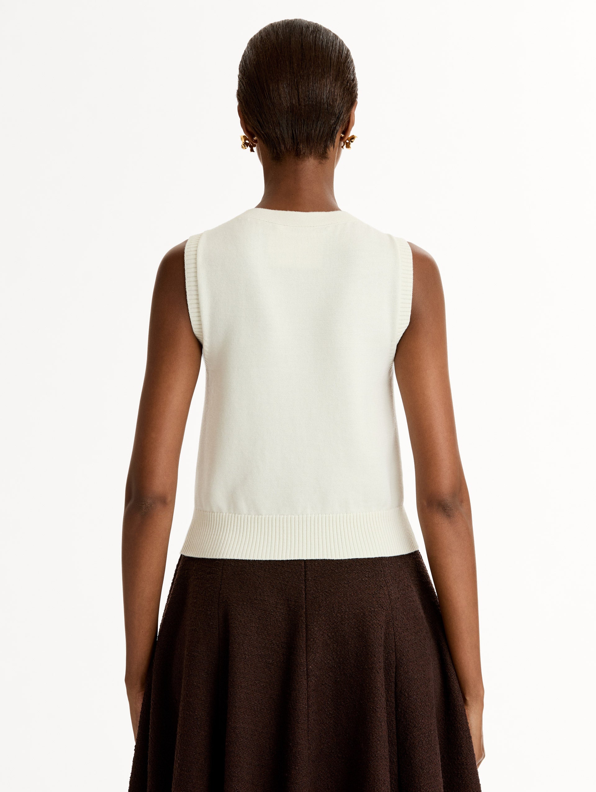 Porcelain Flower Guipure Insert Tank Ivory multi / Oscar de la Renta