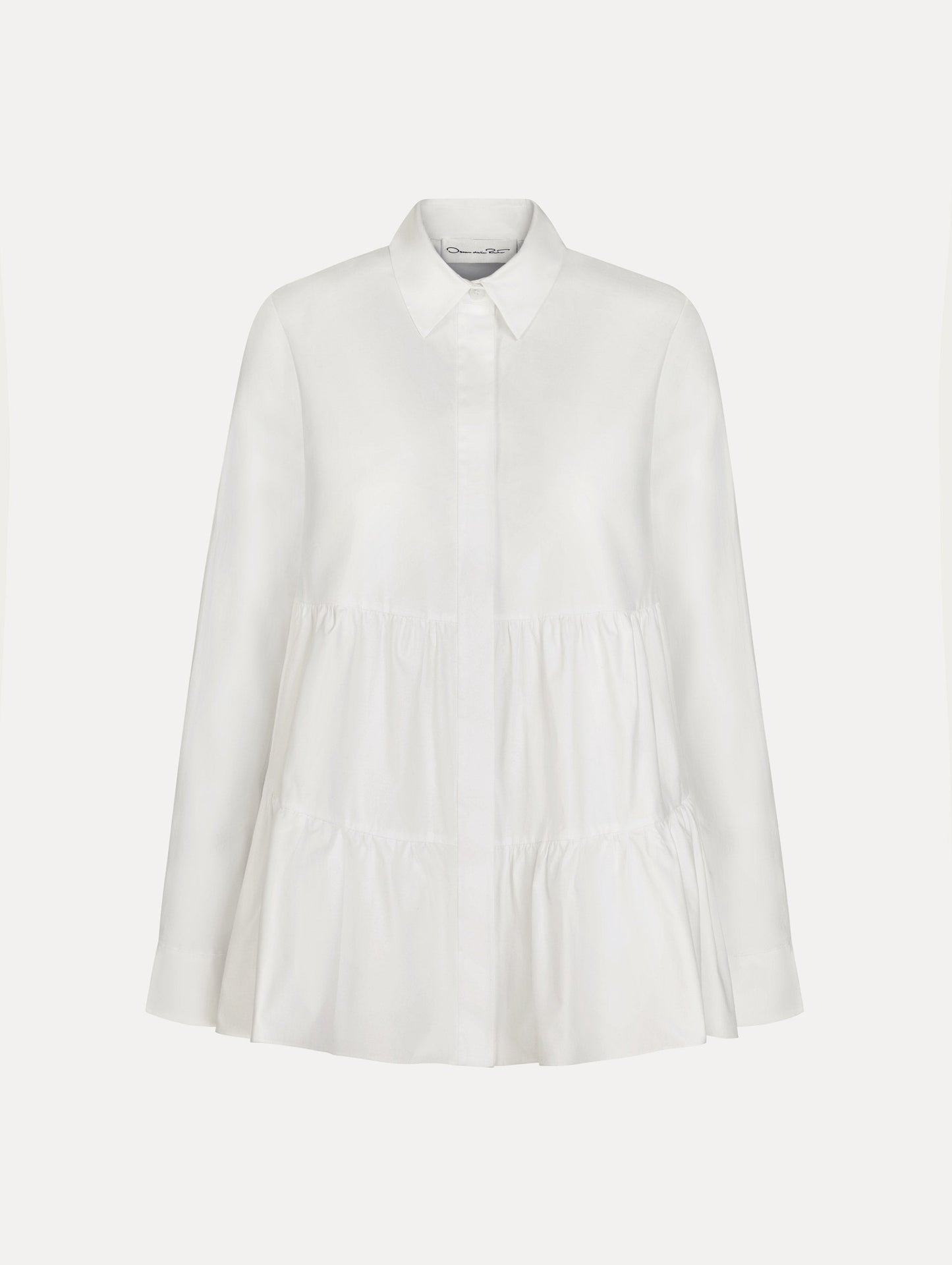 Tiered Cotton Poplin Blouse White / Oscar de la Renta