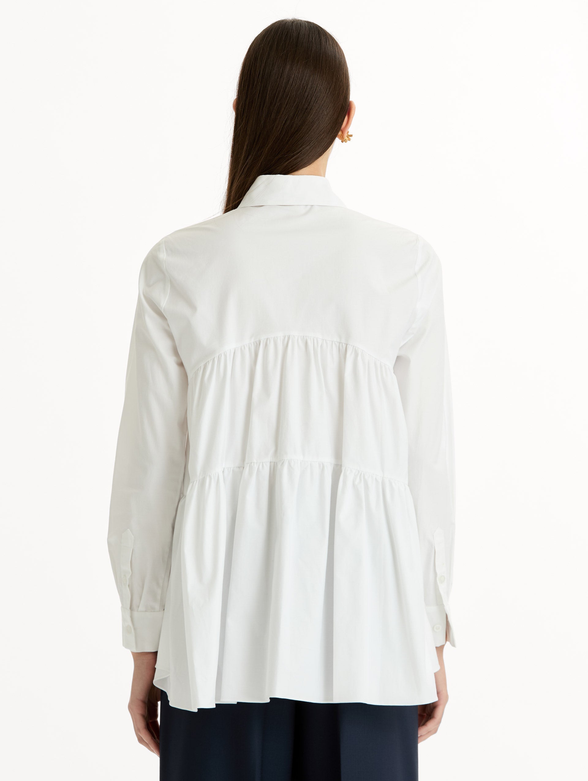 Tiered Cotton Poplin Blouse White / Oscar de la Renta