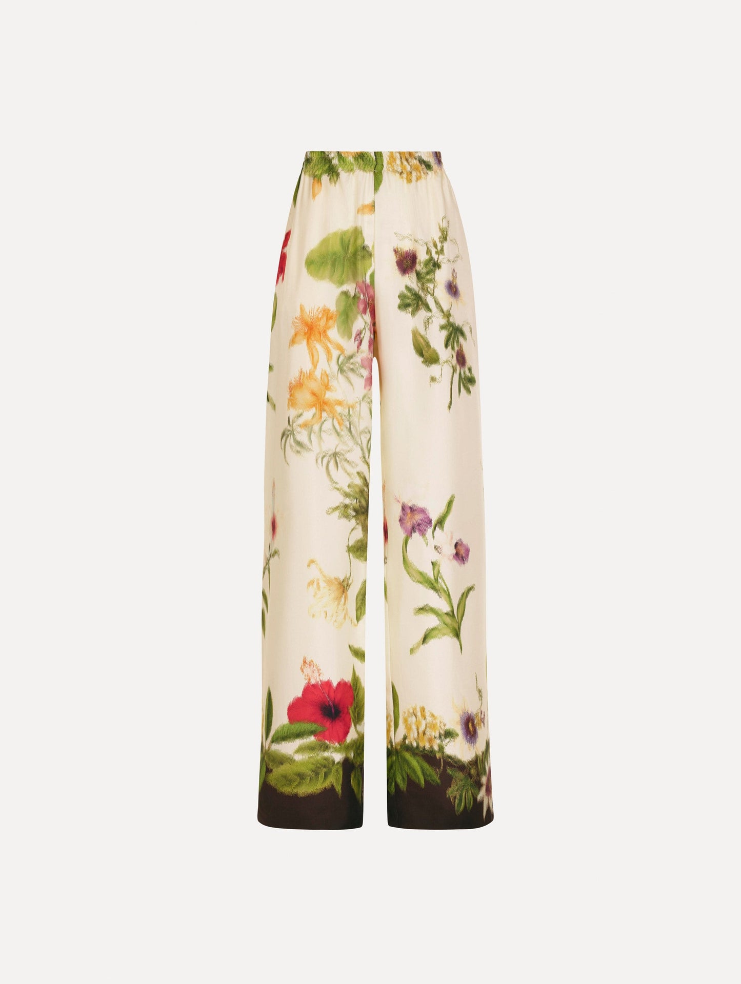 Dominican Mixed-Floral Wide Leg Pant Brown multi / Oscar de la Renta
