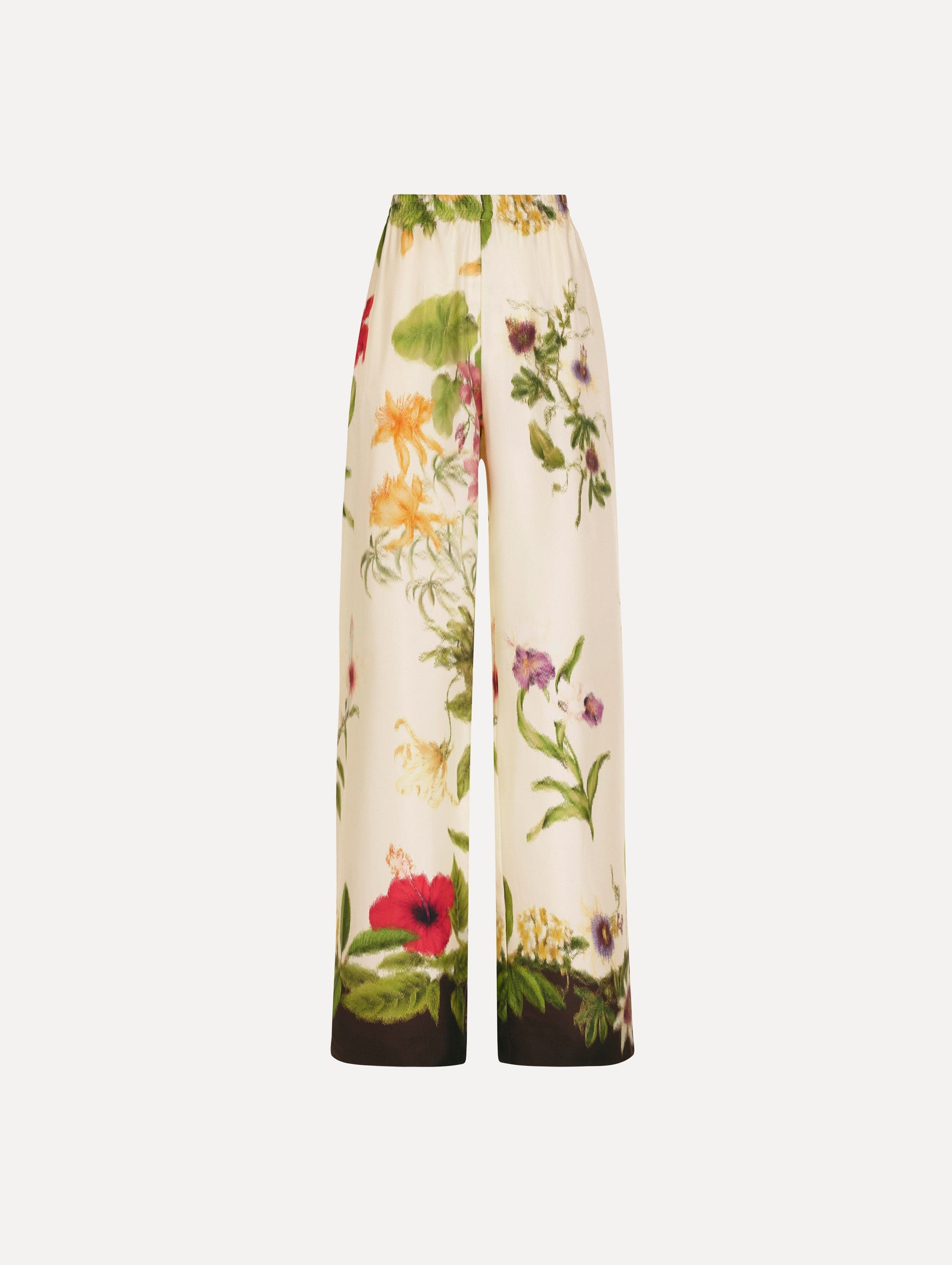 Dominican Mixed-Floral Wide Leg Pant Brown multi / Oscar de la Renta