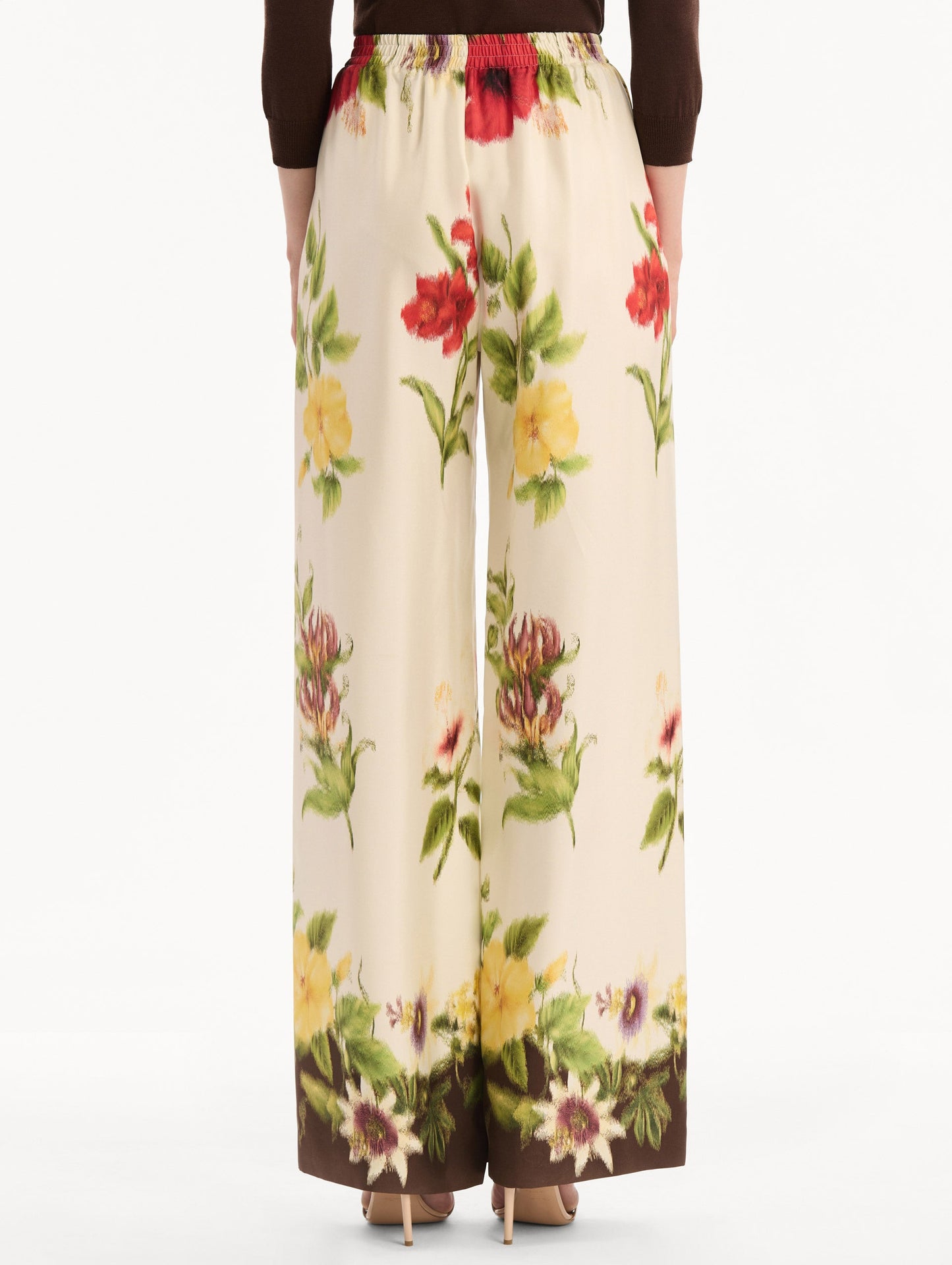 Dominican Mixed-Floral Wide Leg Pant Brown multi / Oscar de la Renta