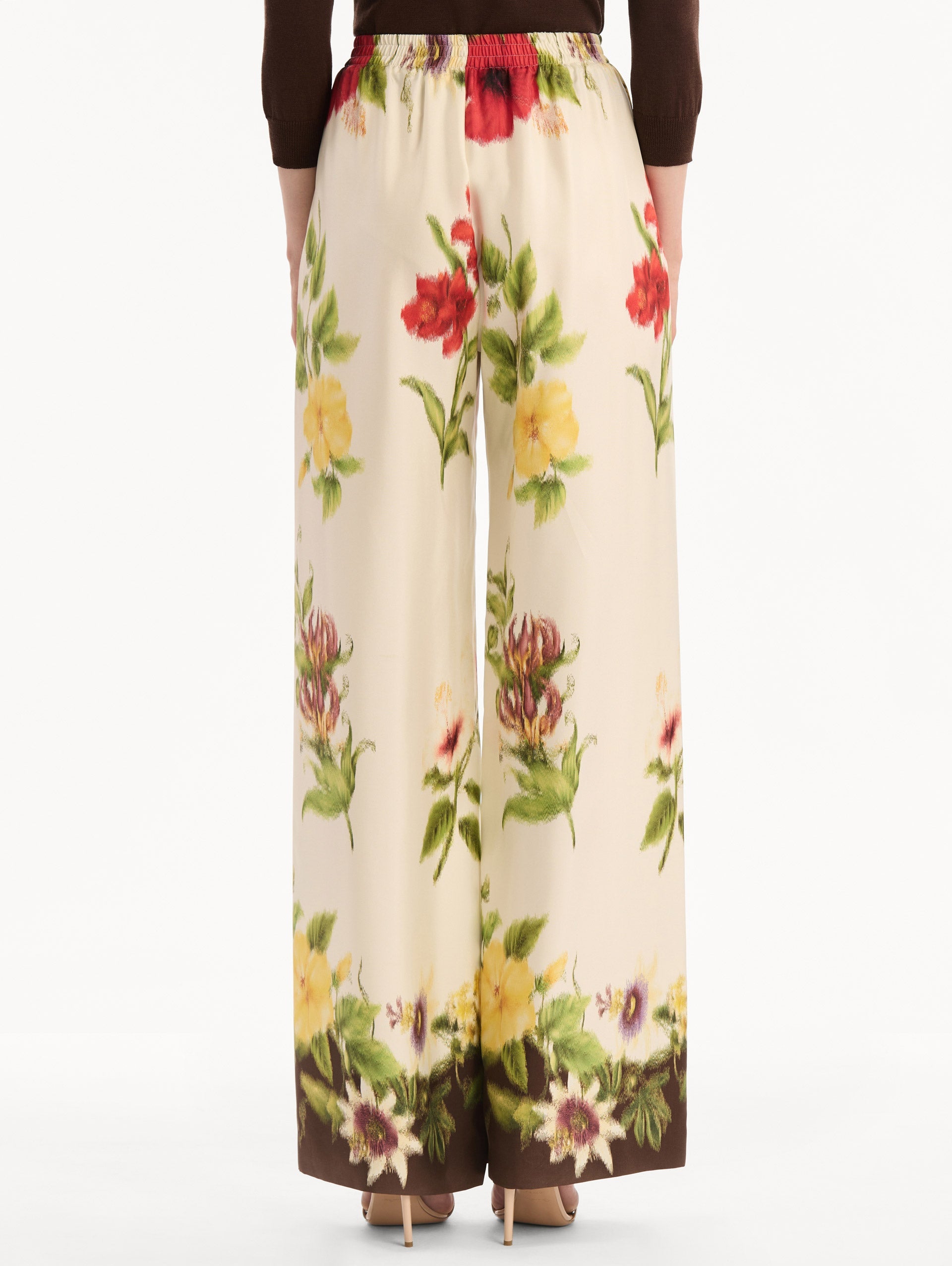 Dominican Mixed-Floral Wide Leg Pant Brown multi / Oscar de la Renta