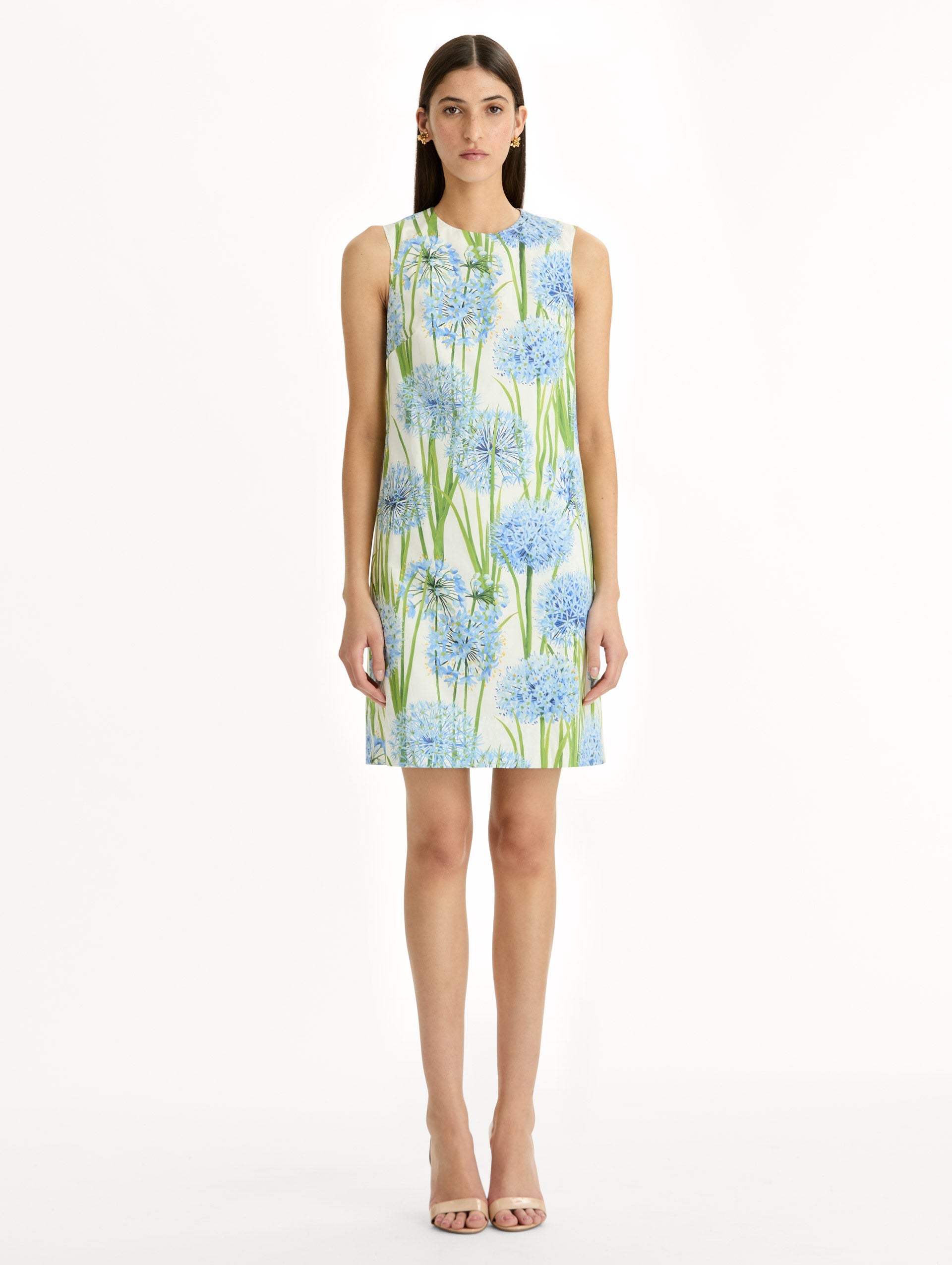 Allium Cotton Poplin Sleeveless Shift Dress Blue/white / Oscar de la Renta
