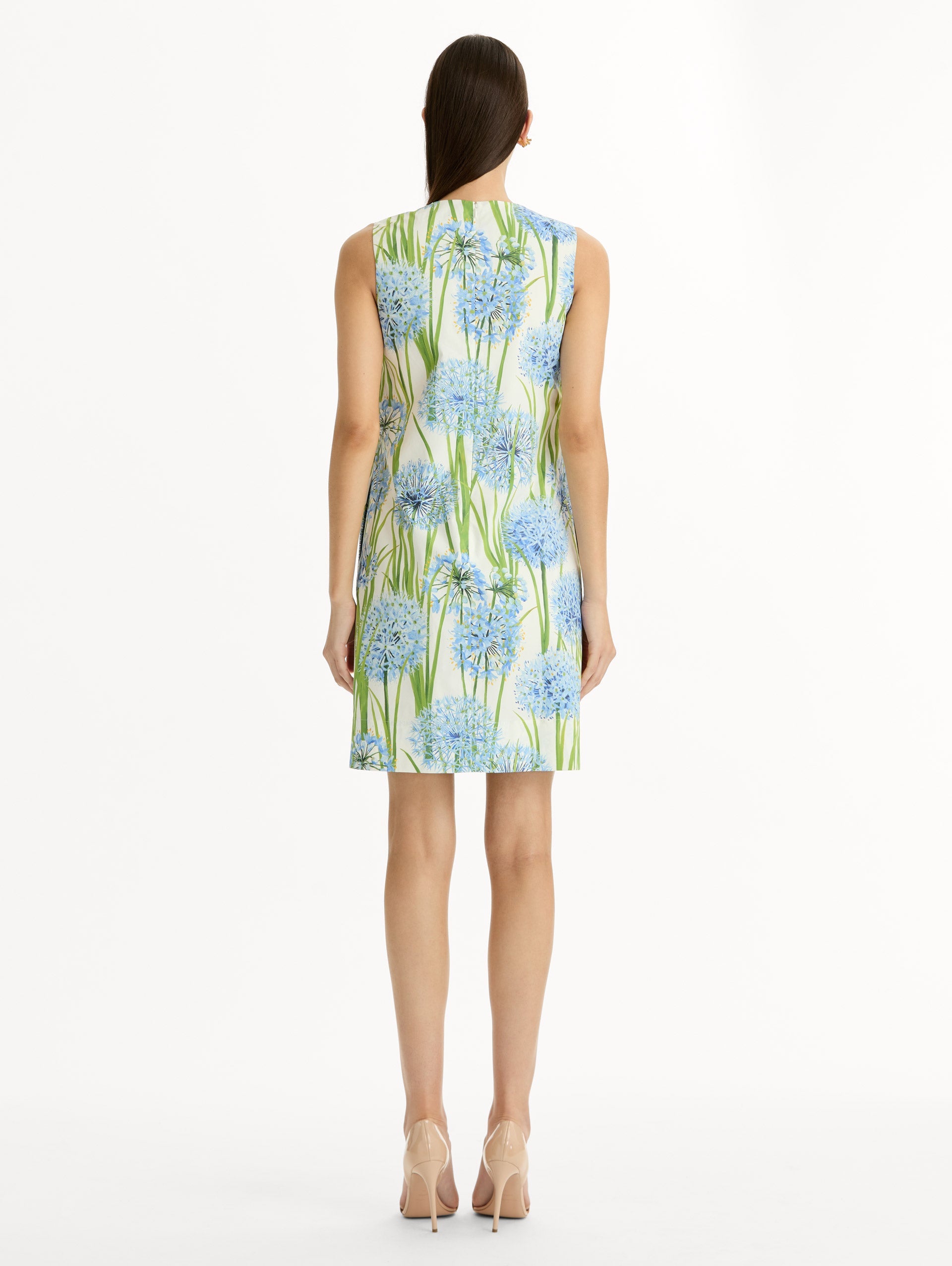 Allium Cotton Poplin Sleeveless Shift Dress Blue/white / Oscar de la Renta