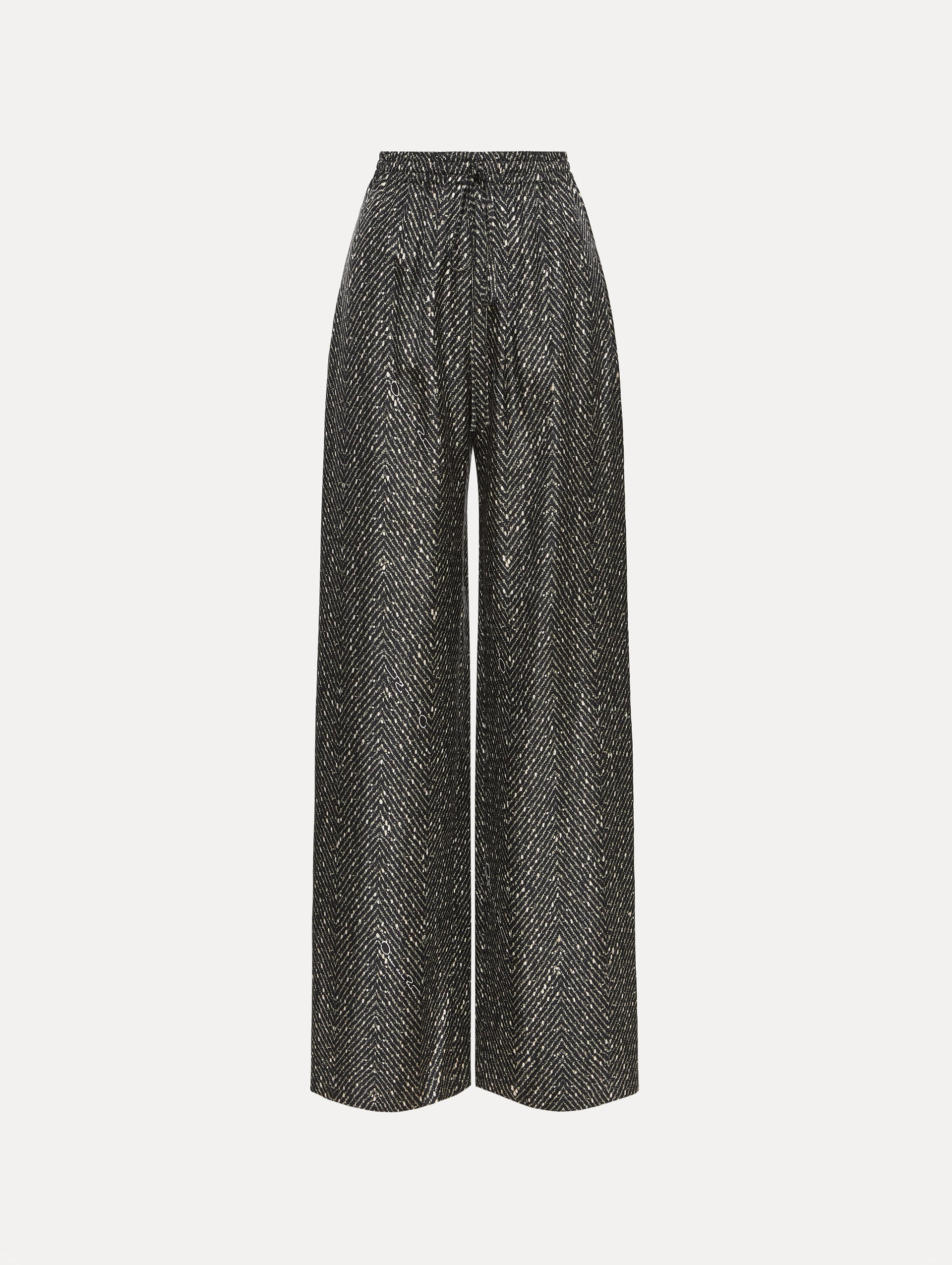 Chevron Silk Twill Drawstring Pant Black/white / Oscar de la Renta