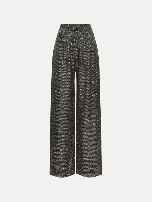 Chevron Silk Twill Drawstring Pant Black/white / Oscar de la Renta