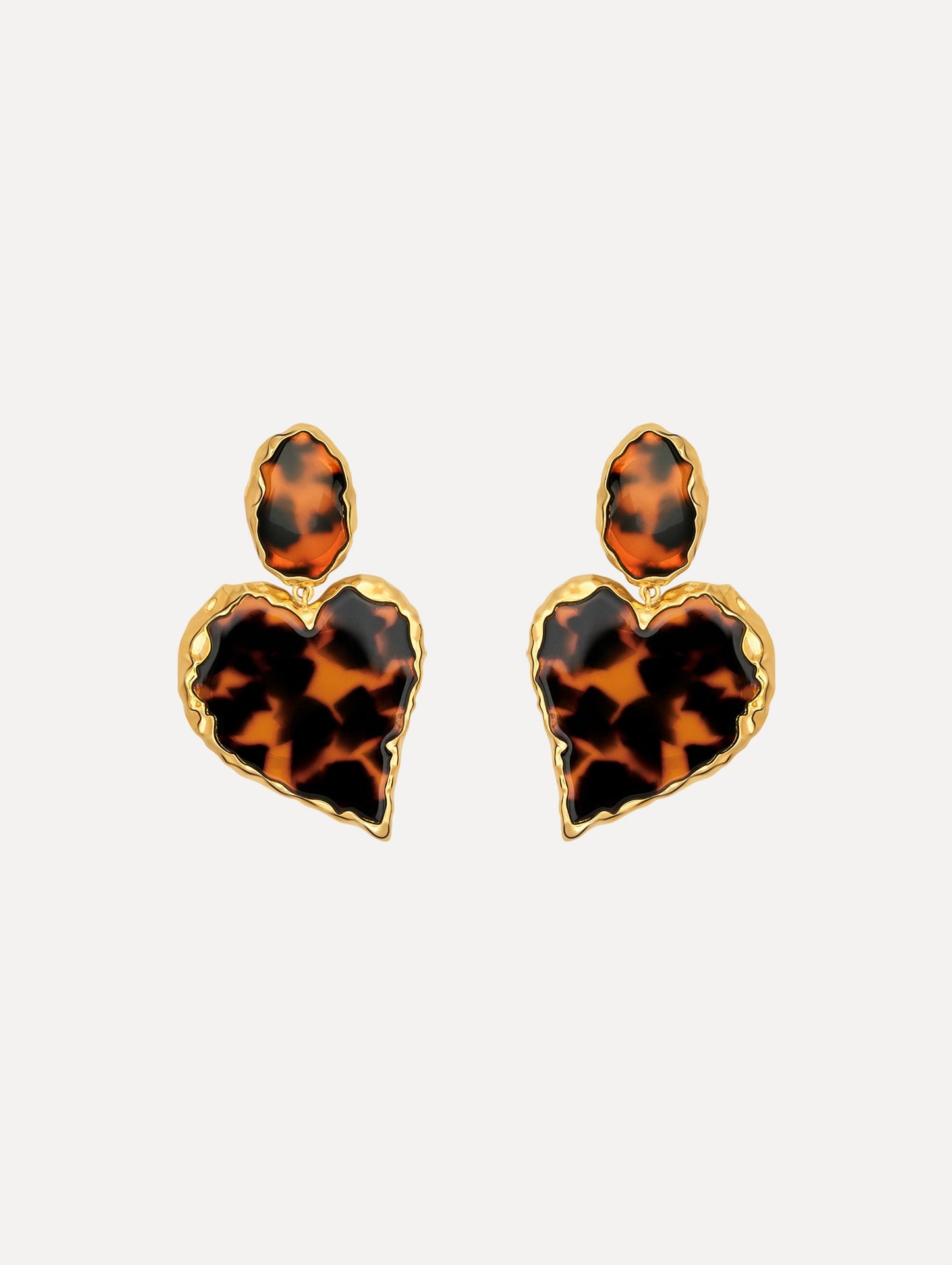 Tortoise Stone Heart Clip-On Earrings Tortoise / Oscar de la Renta