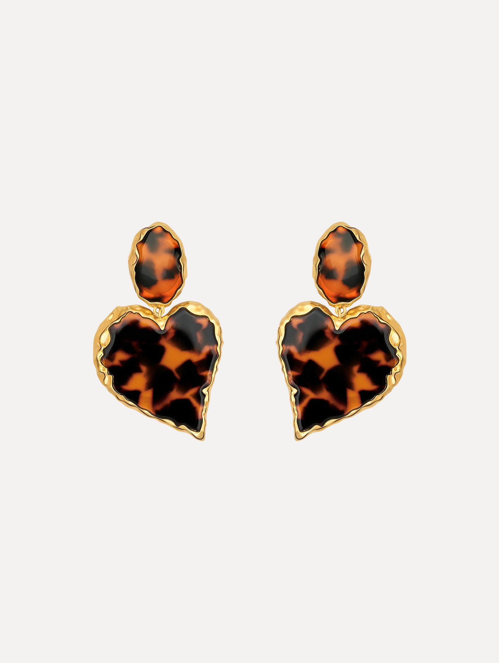 Tortoise Stone Heart Clip-On Earrings Tortoise / Oscar de la Renta