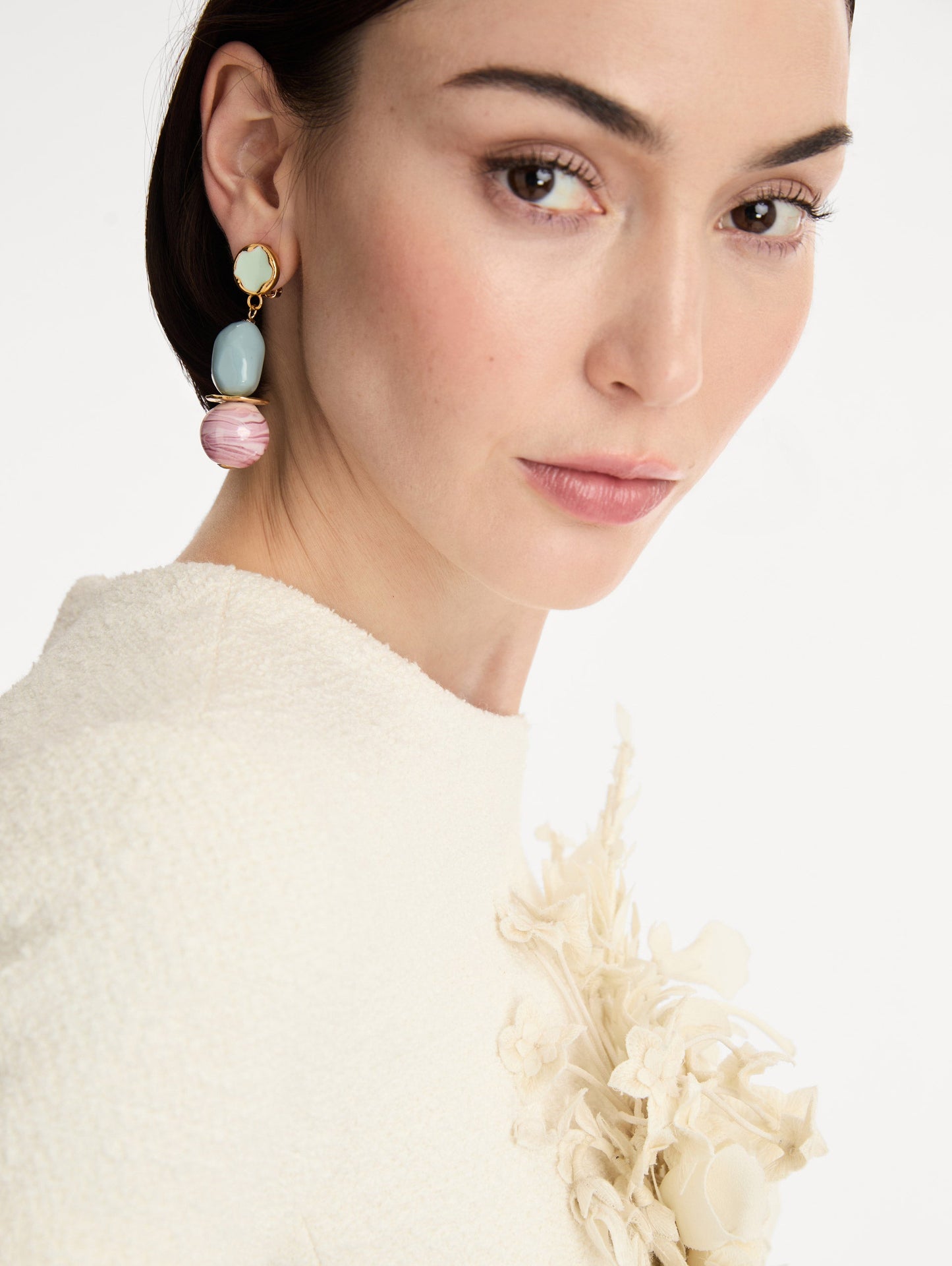 Sea Glass Drop Clip-On Earrings Multi / Oscar de la Renta