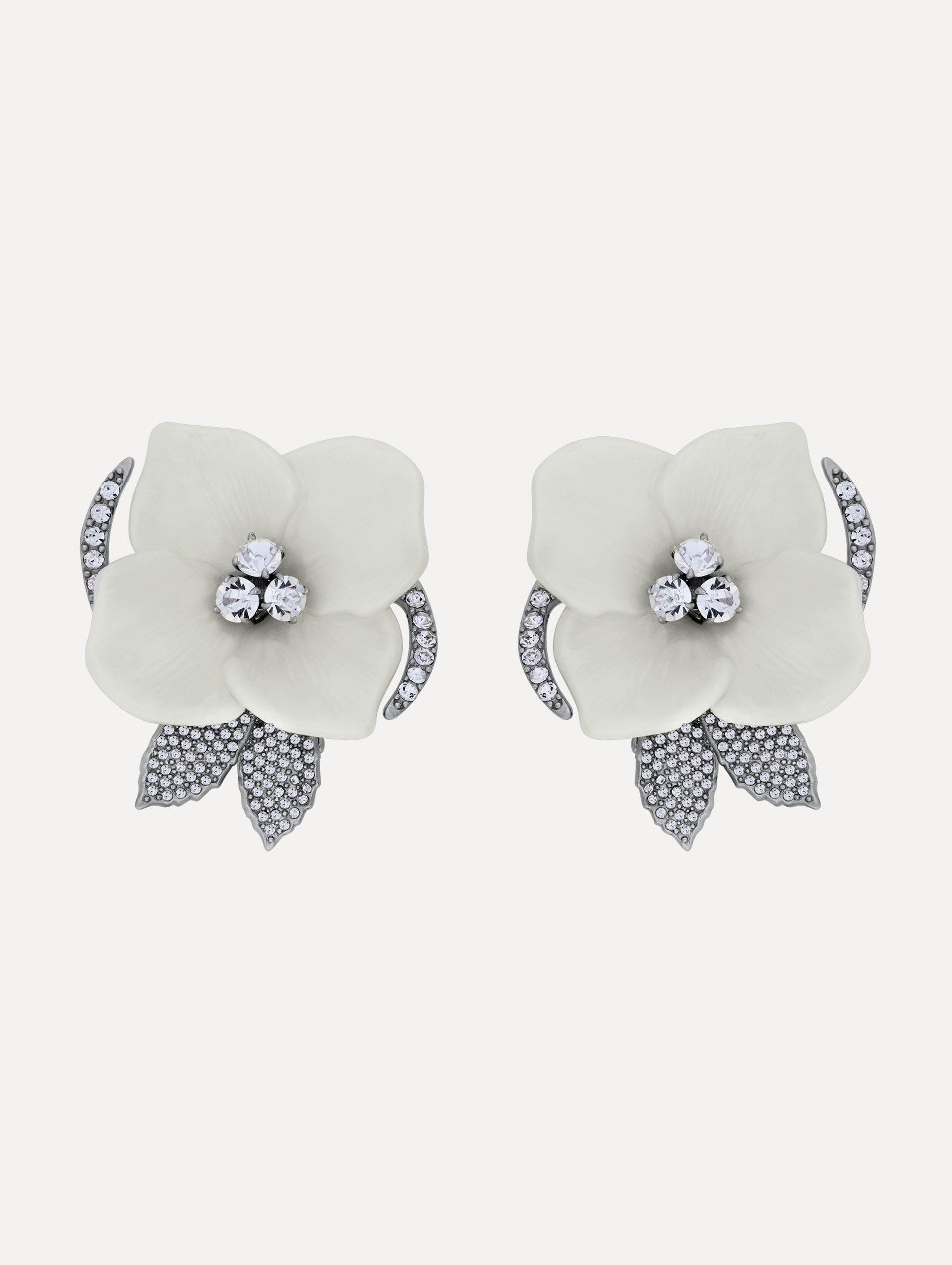 Pearl Blossom Clip-On Earrings Crystal / Oscar de la Renta