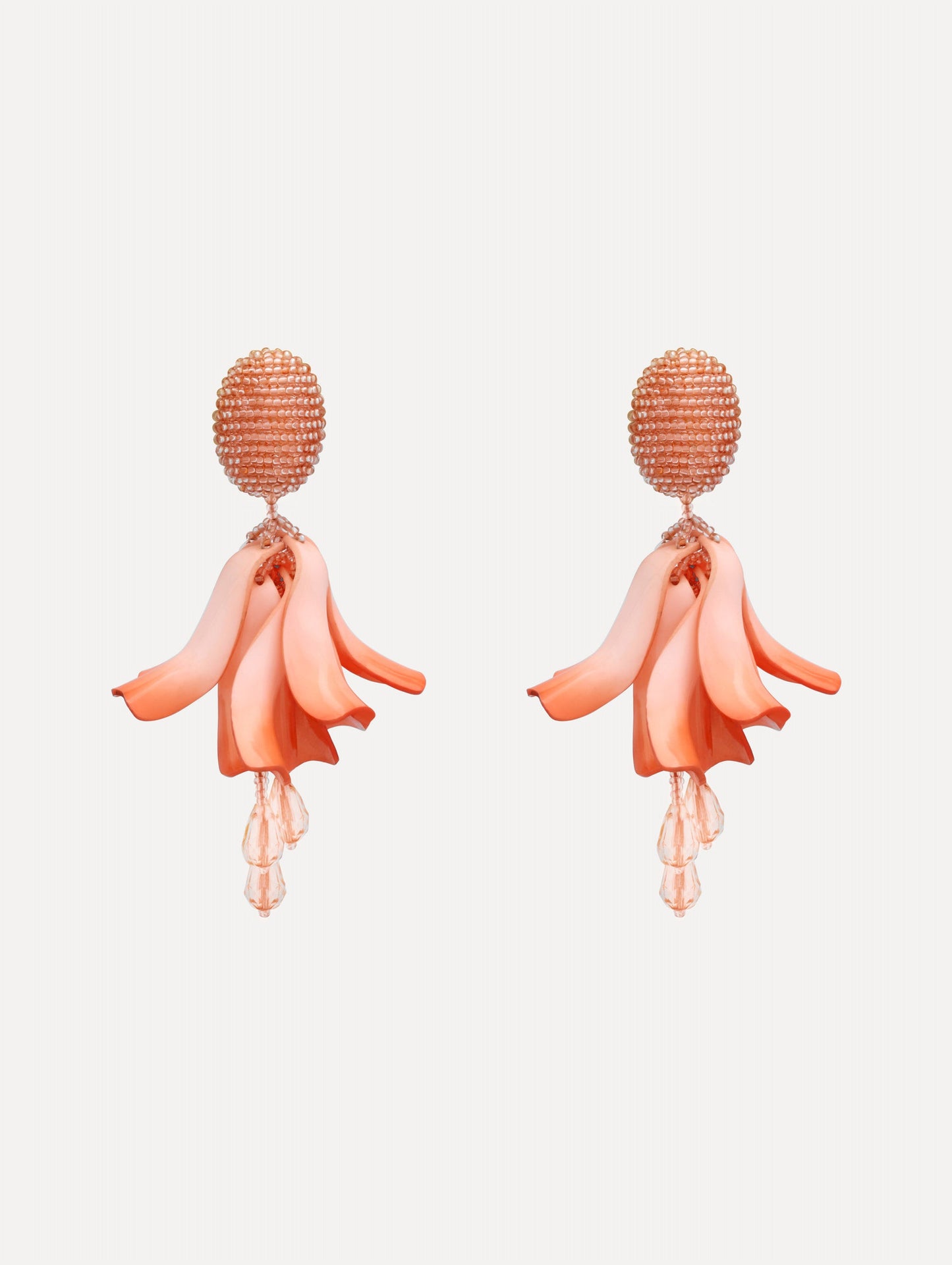 Impatiens Clip-On Earrings Apricot / Oscar de la Renta